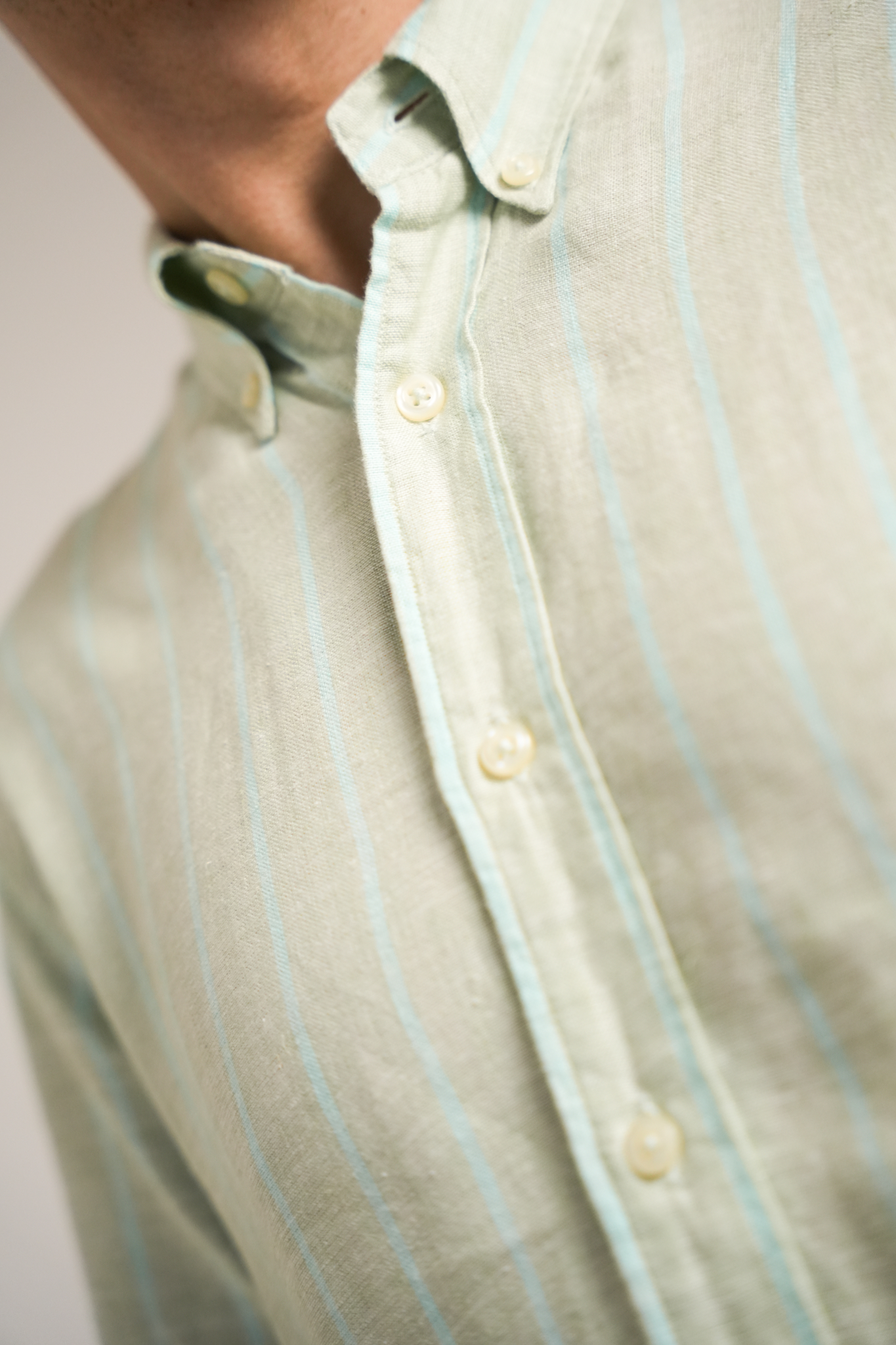 Pale Sage Stripe Linen Shirt