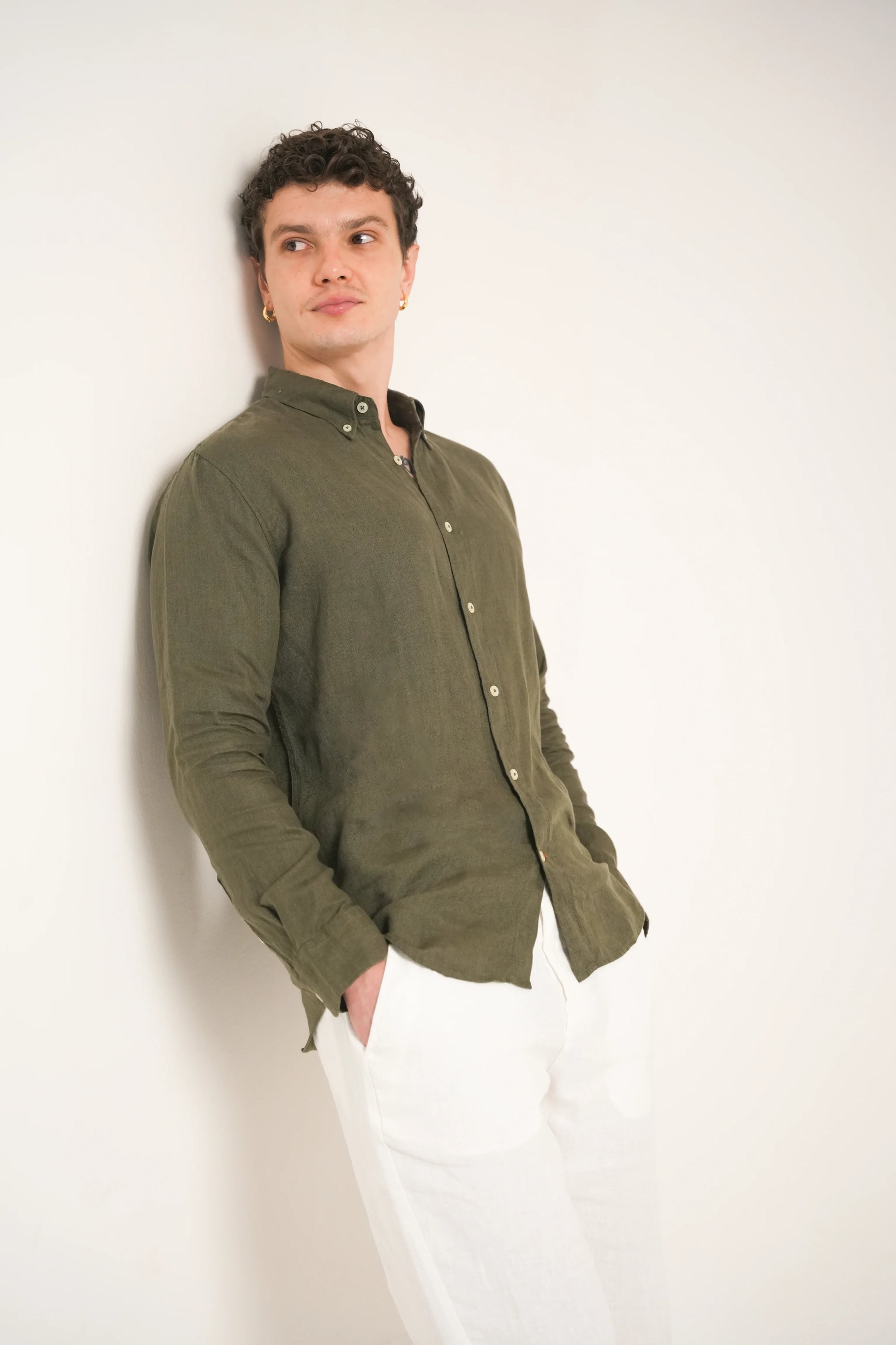 Forest Olive Linen Shirt