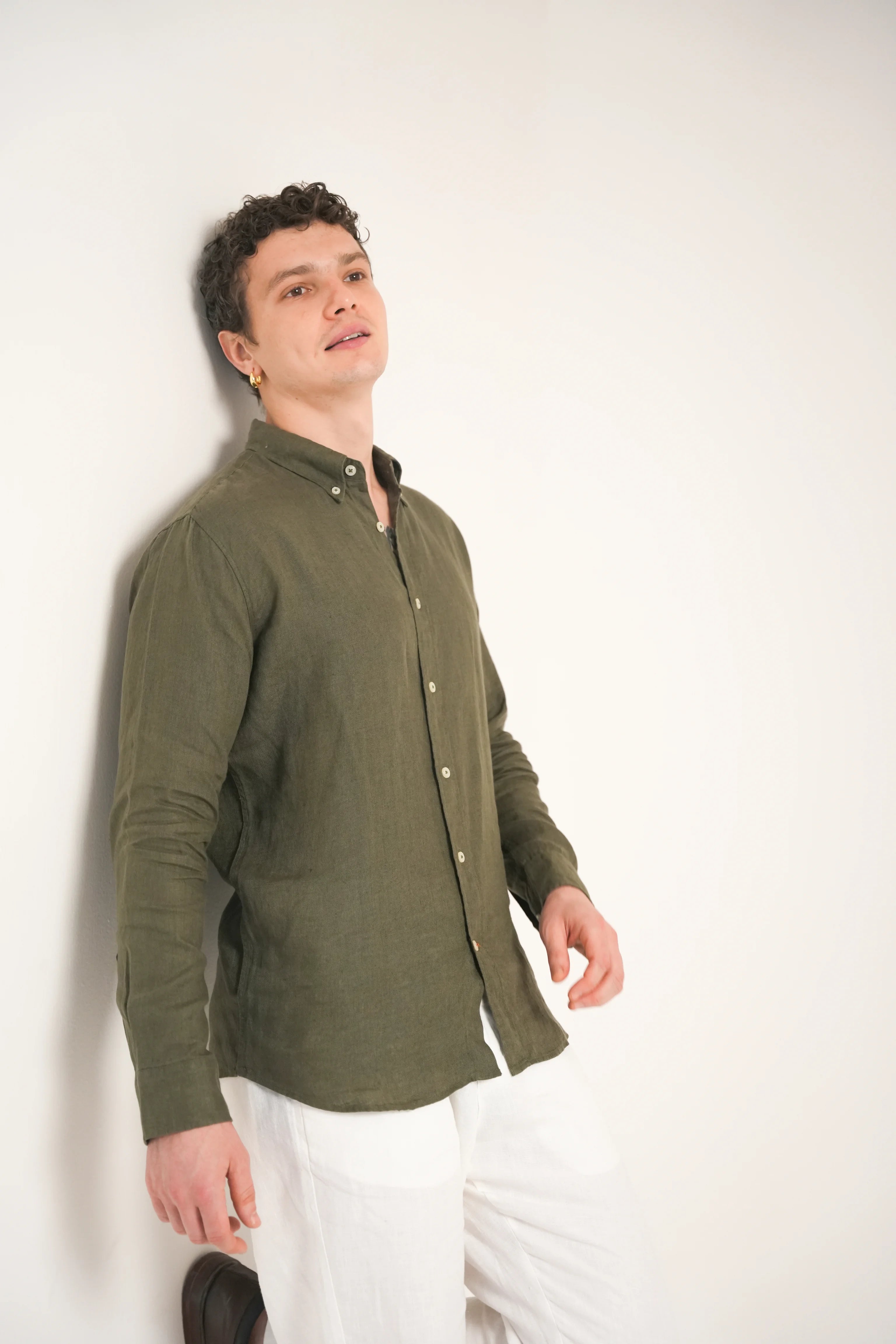 Forest Olive Linen Shirt