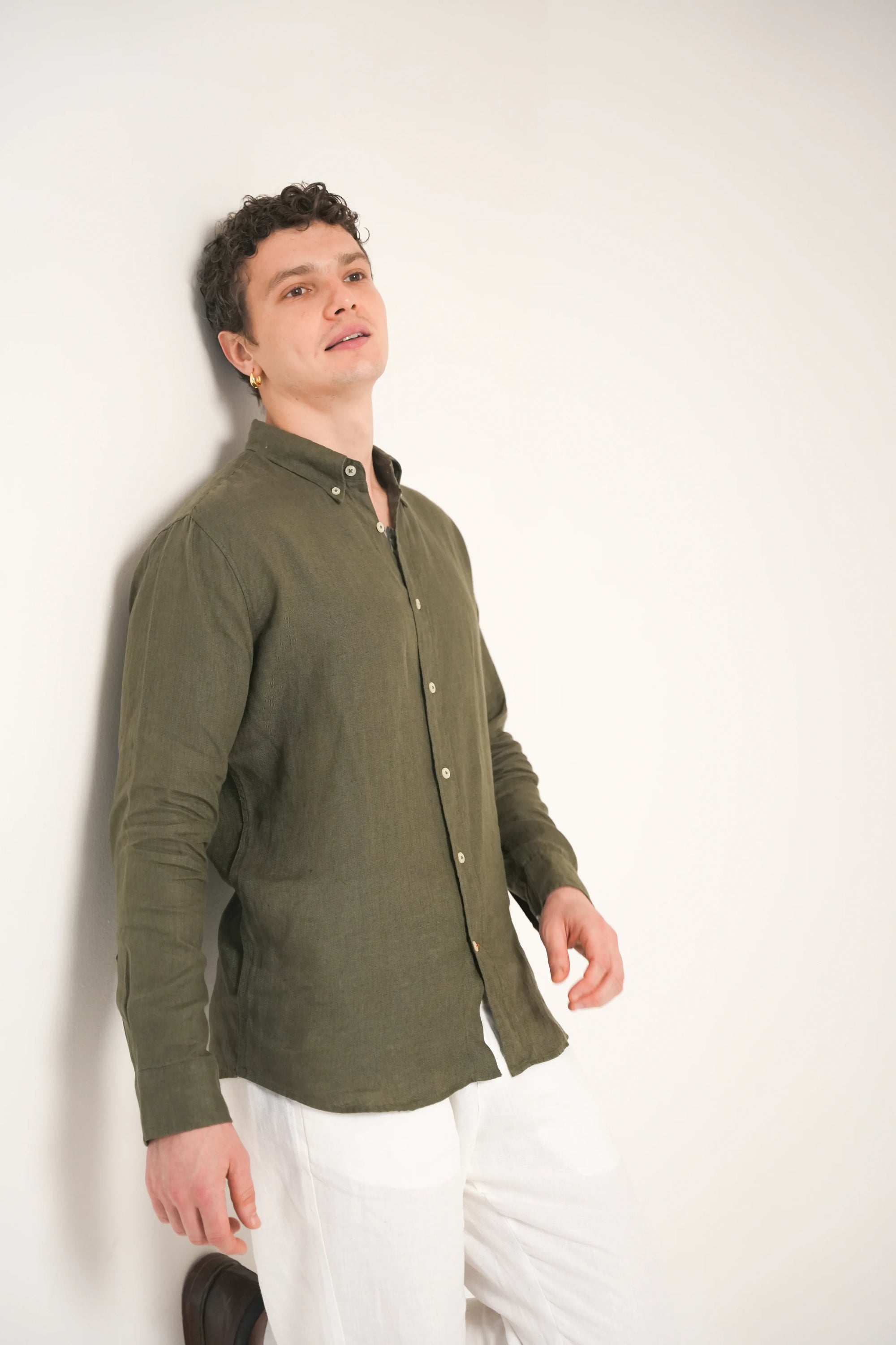 Forest Olive Linen Shirt