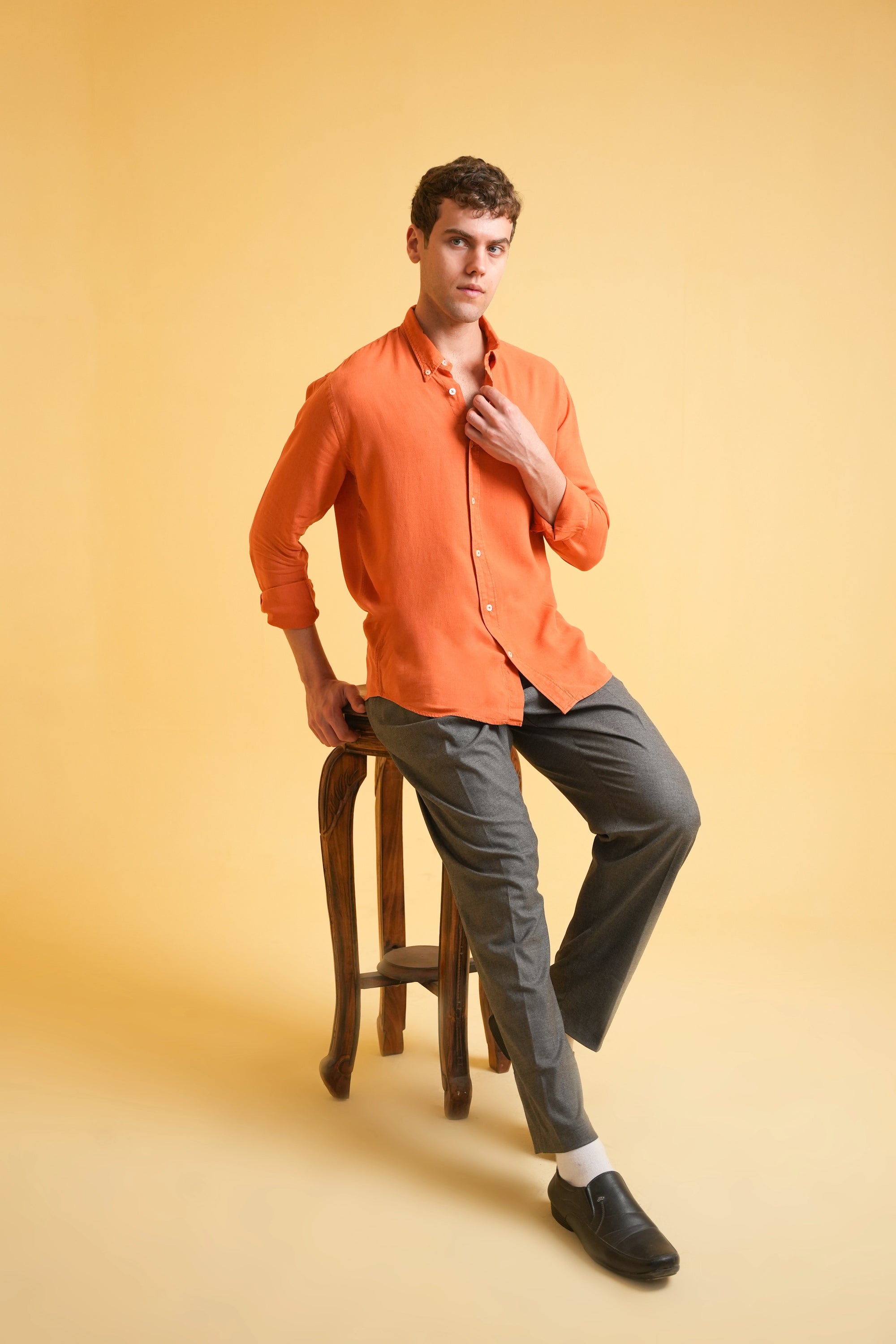 Terracotta Ember Garment Dyed Linen Shirt