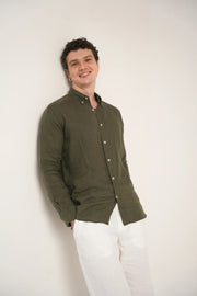 Forest Olive Linen Shirt