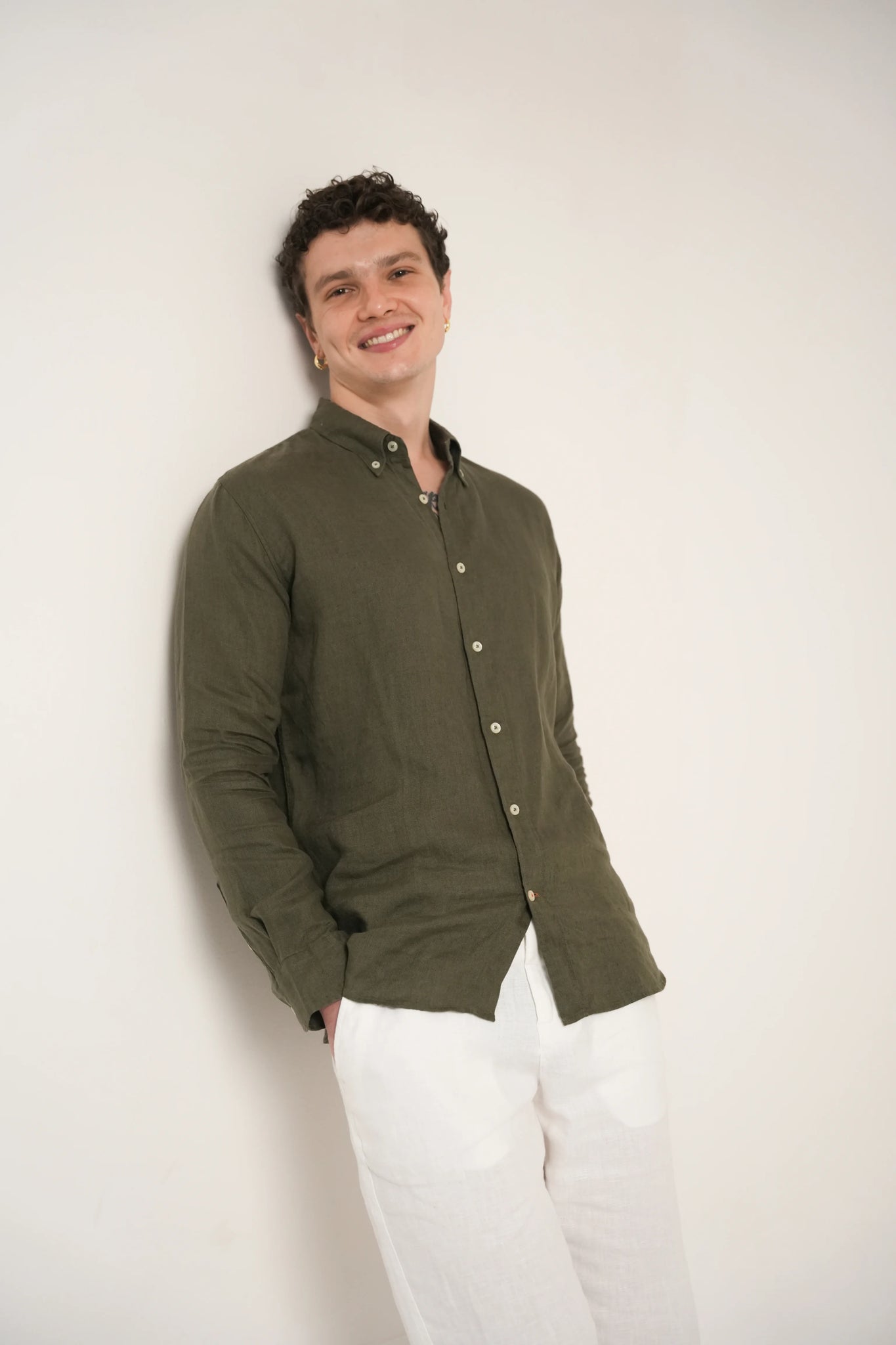Forest Olive Linen Shirt