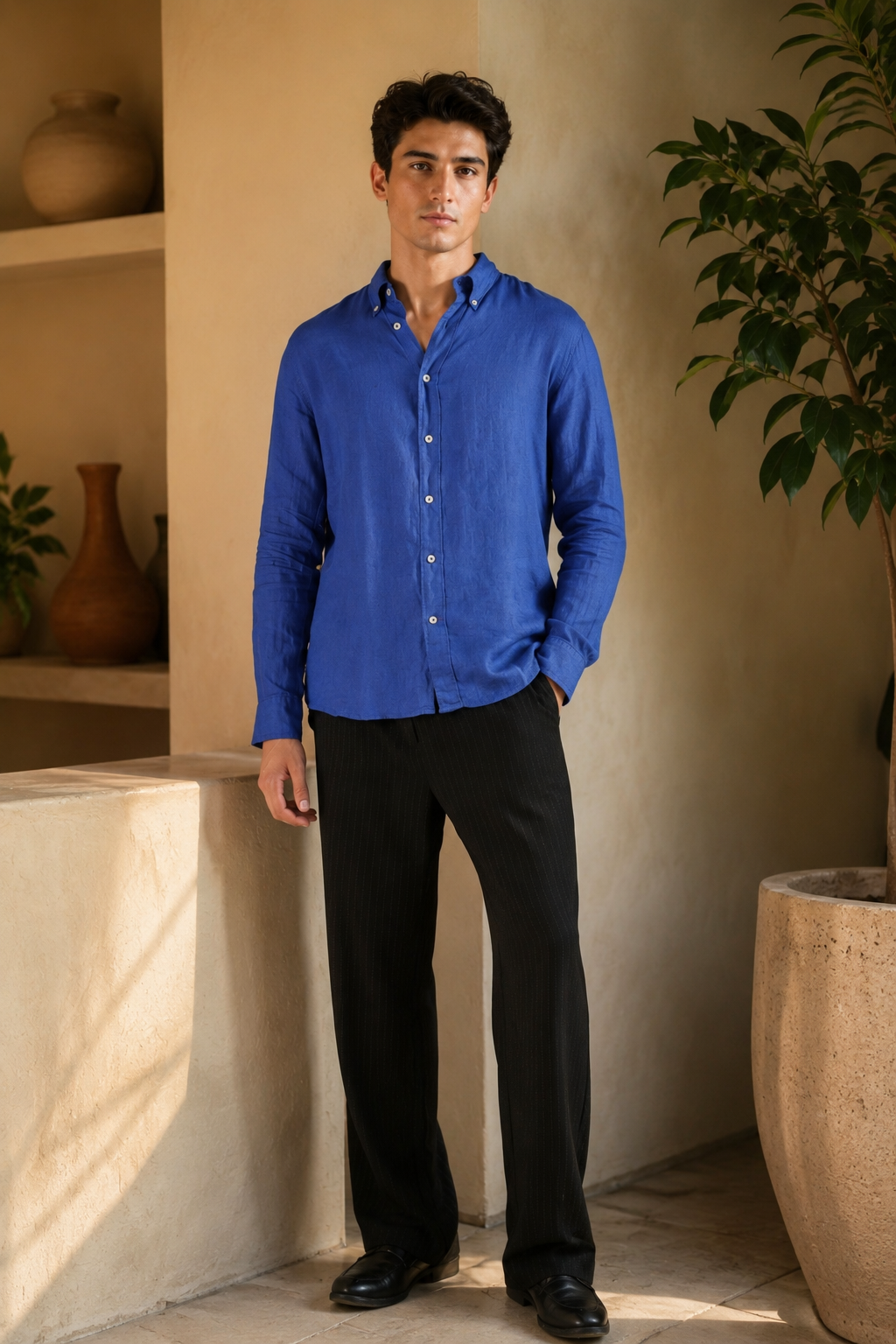 Mediterranean Azure Linen Shirt