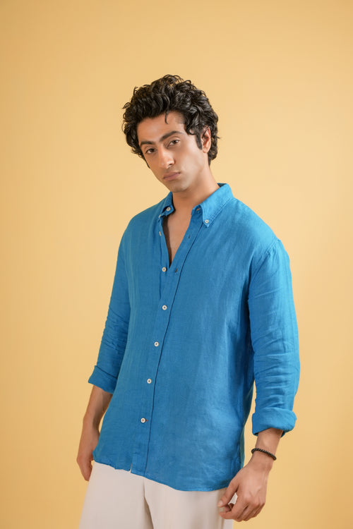 Aegean Sky Linen Shirt