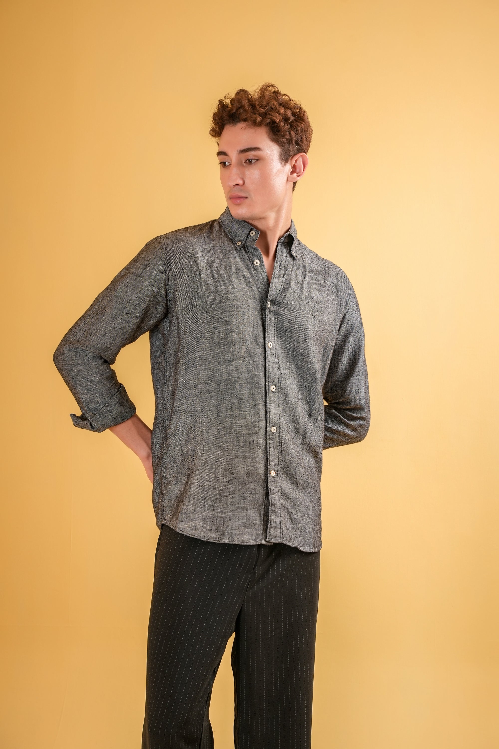 Obsidian Drift Linen Shirt