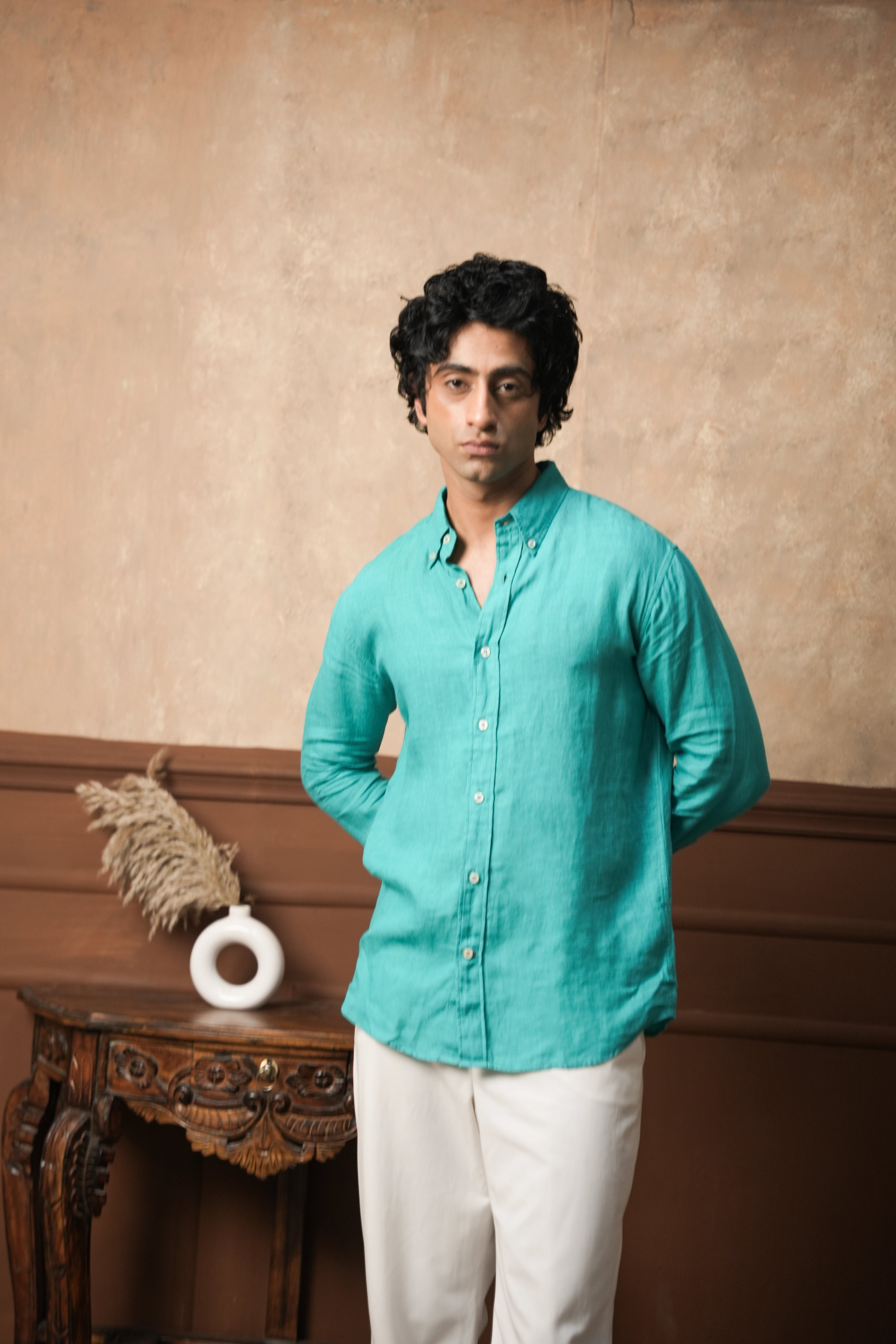 Verdant Tide Linen Shirt