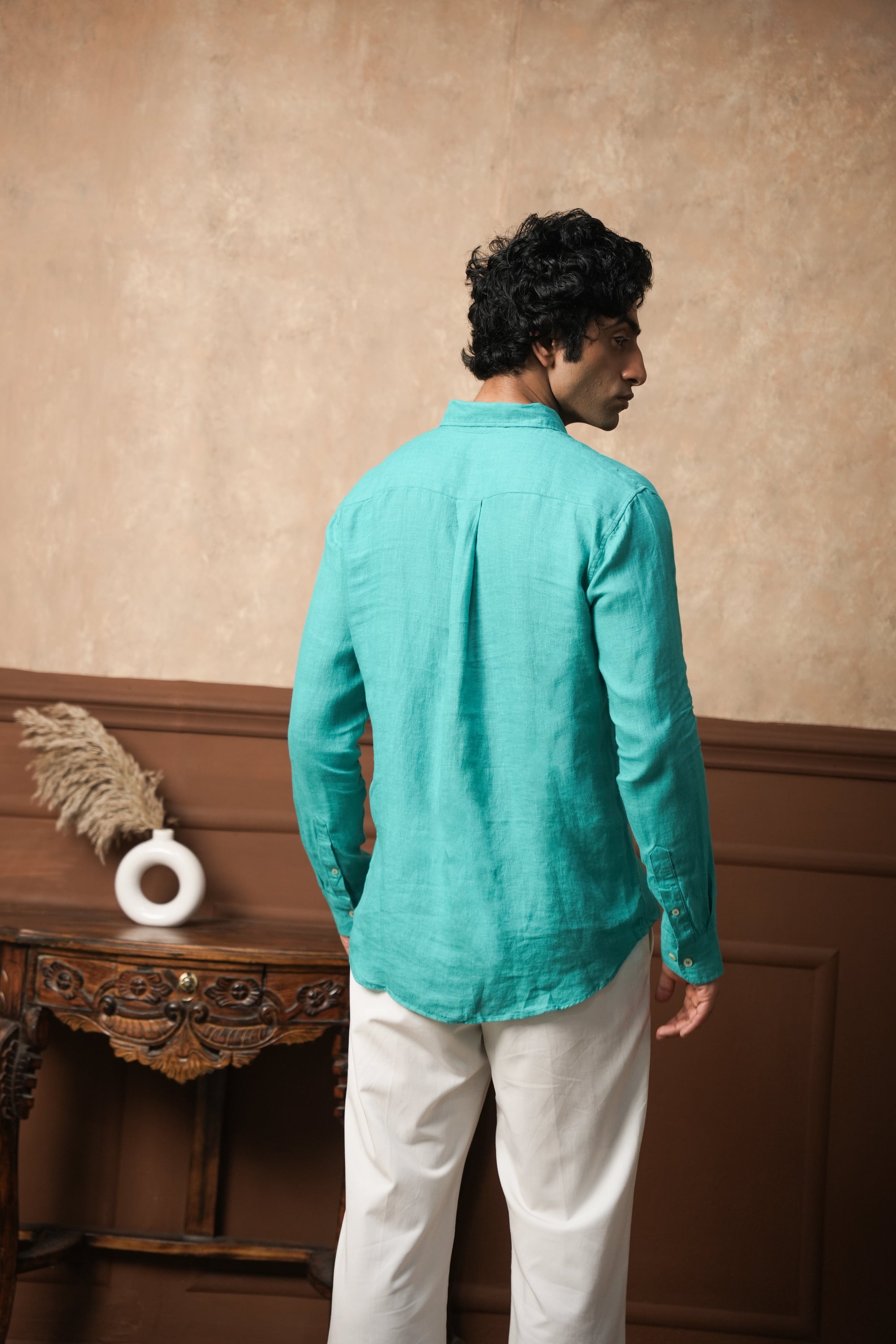 Verdant Tide Linen Shirt
