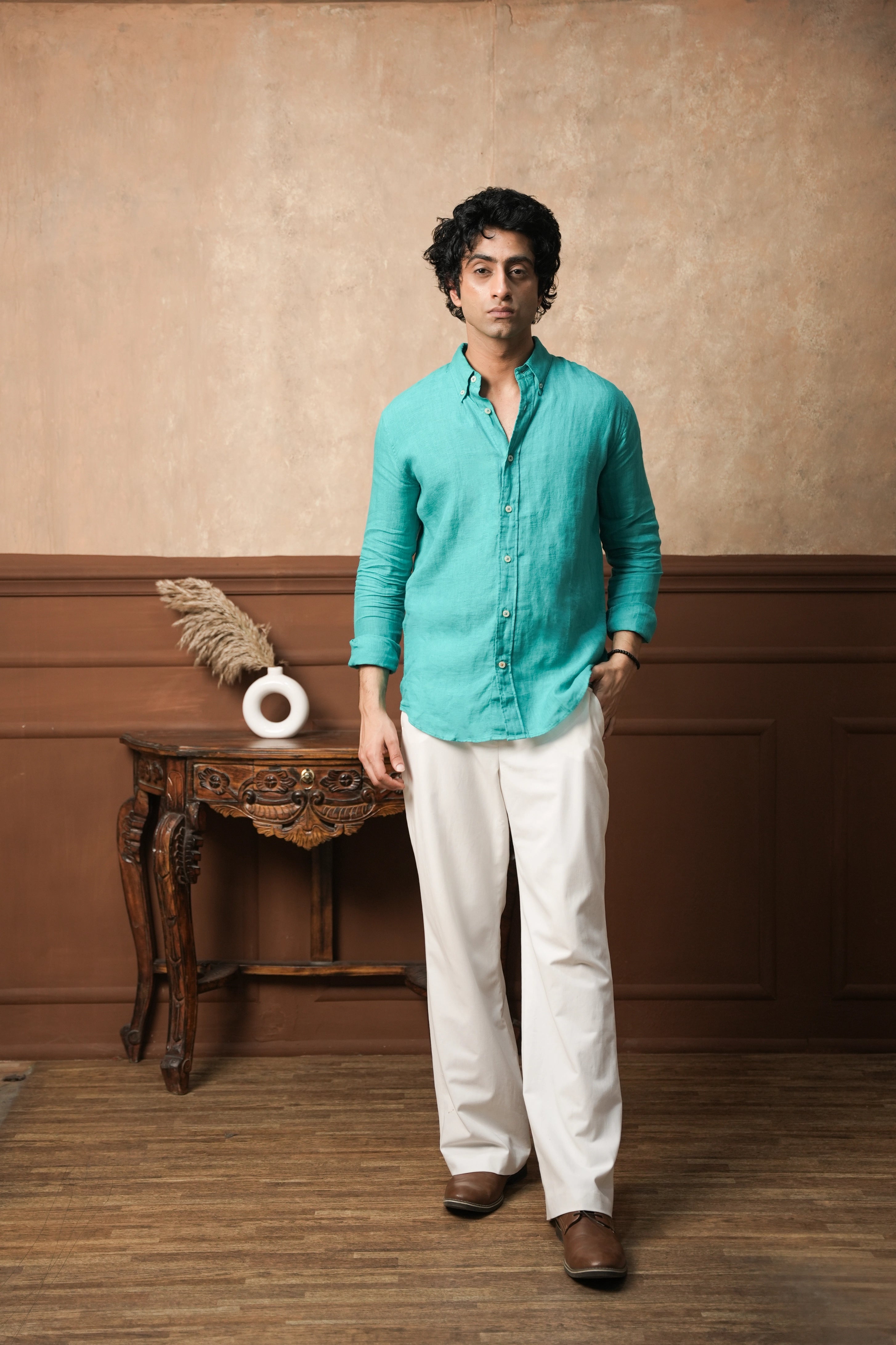 Verdant Tide Linen Shirt
