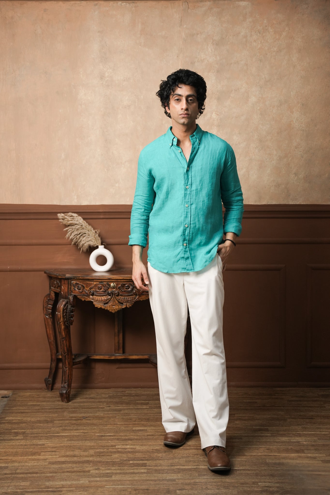 Verdant Tide Linen Shirt