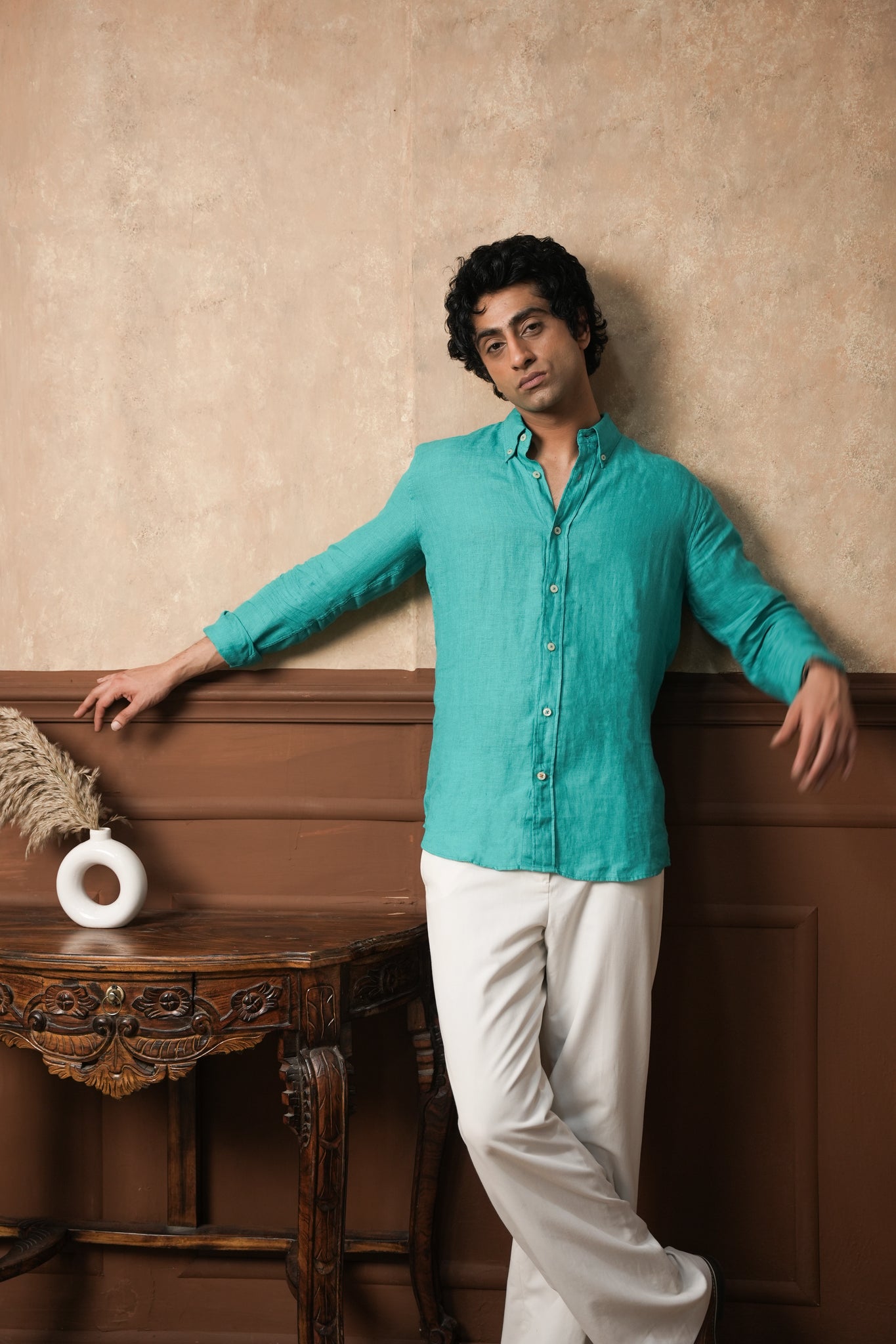 Verdant Tide Linen Shirt