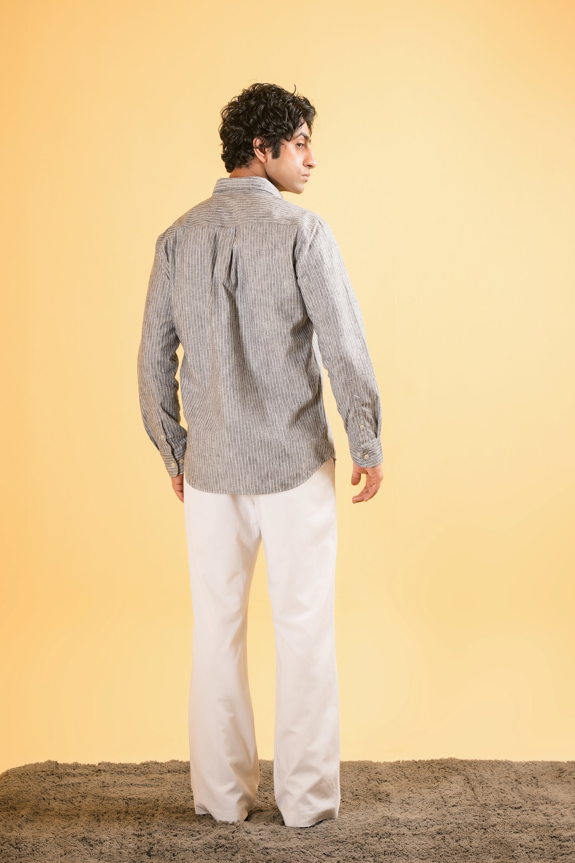 Graphite Stripe Linen Blended Shirt