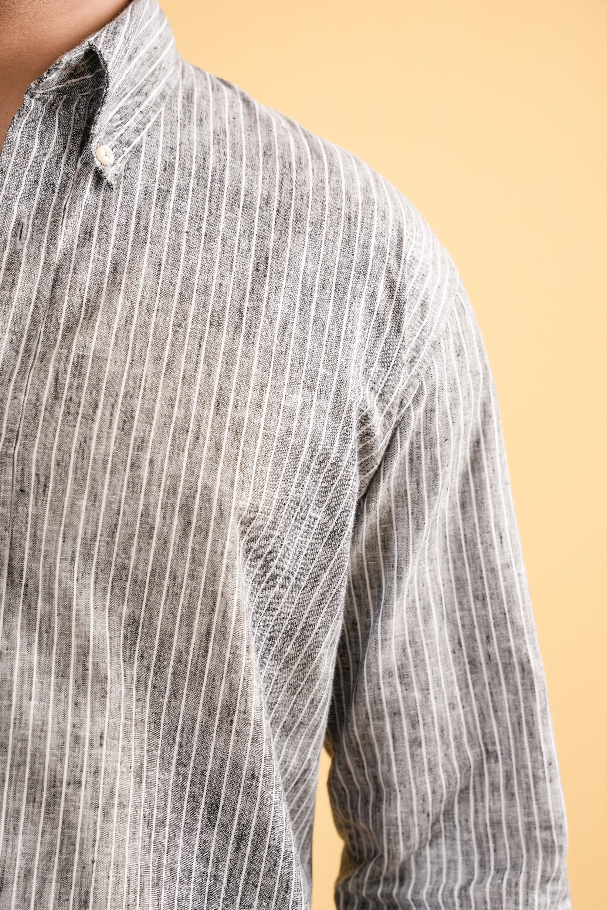 Graphite Stripe Linen Blended Shirt