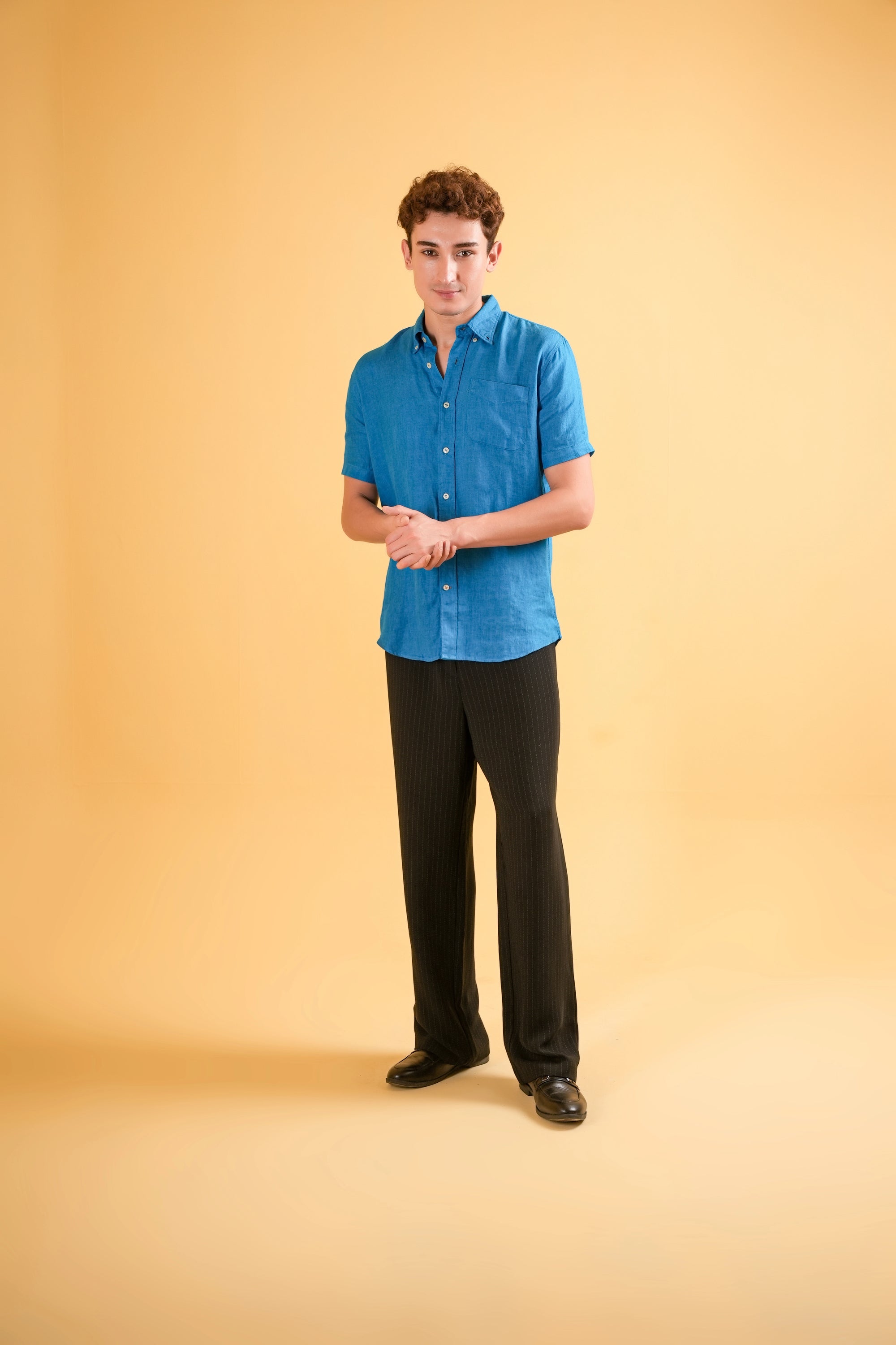 Azure Crest Linen Shirt