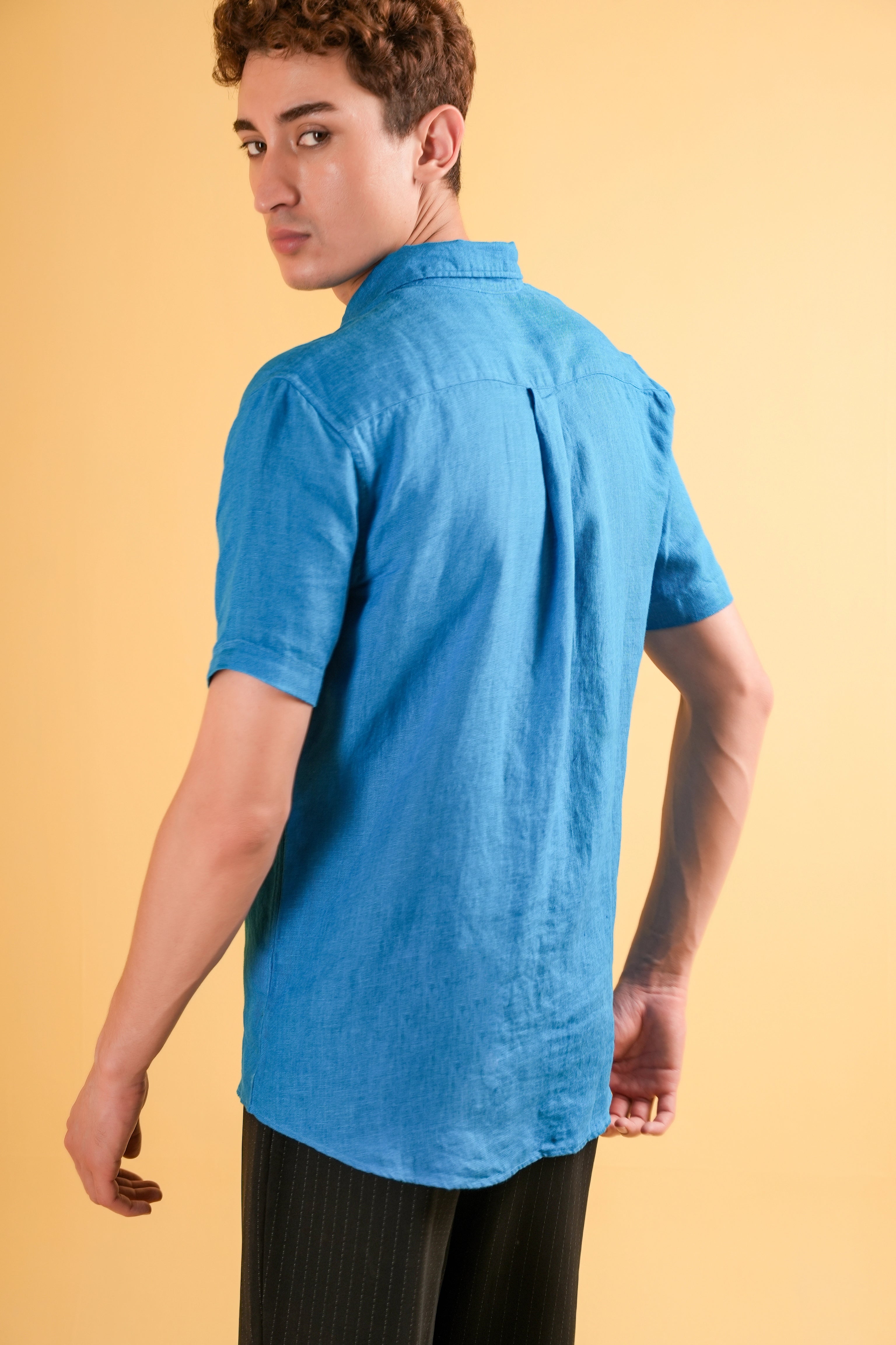 Azure Crest Linen Shirt
