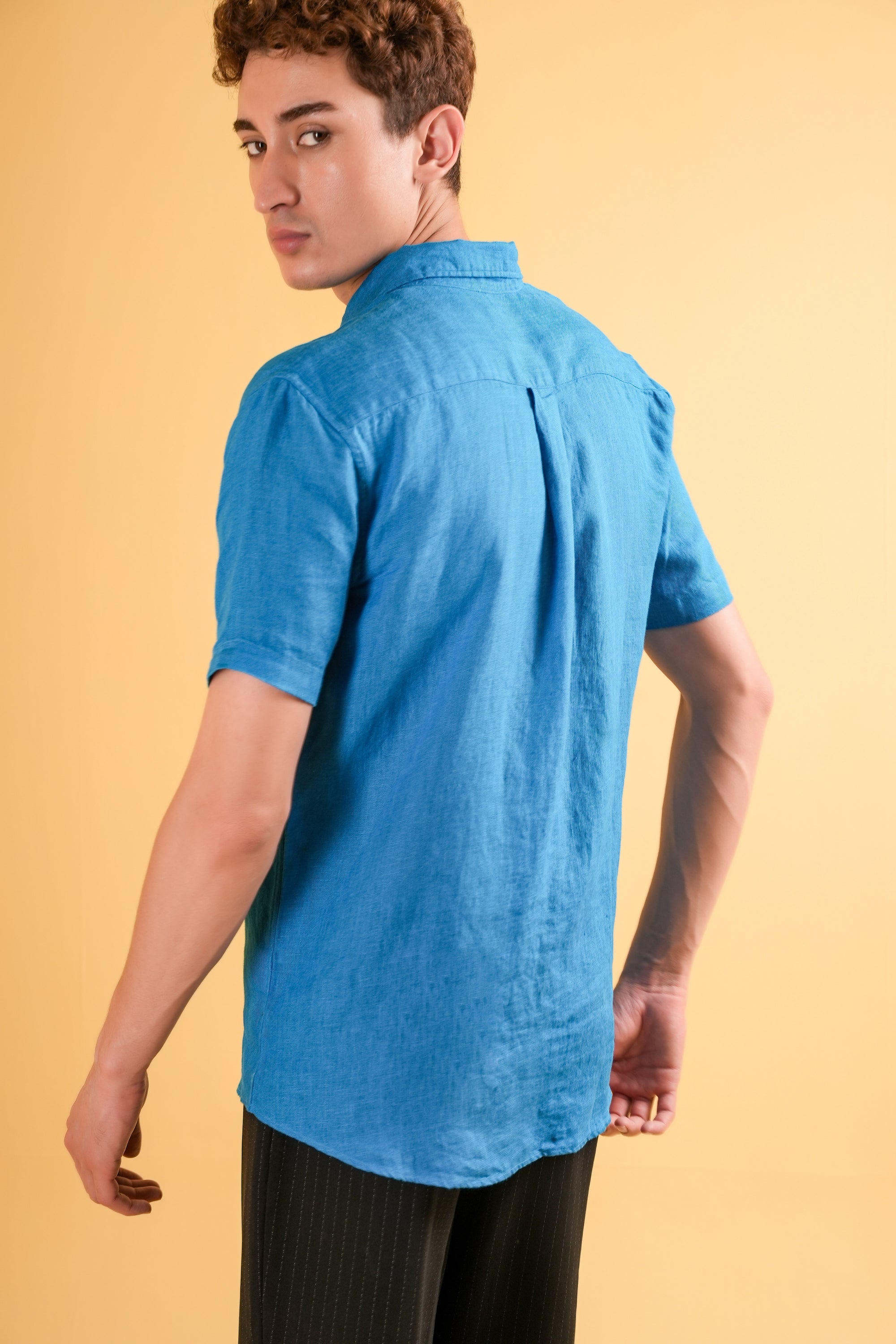 Azure Crest Linen Shirt