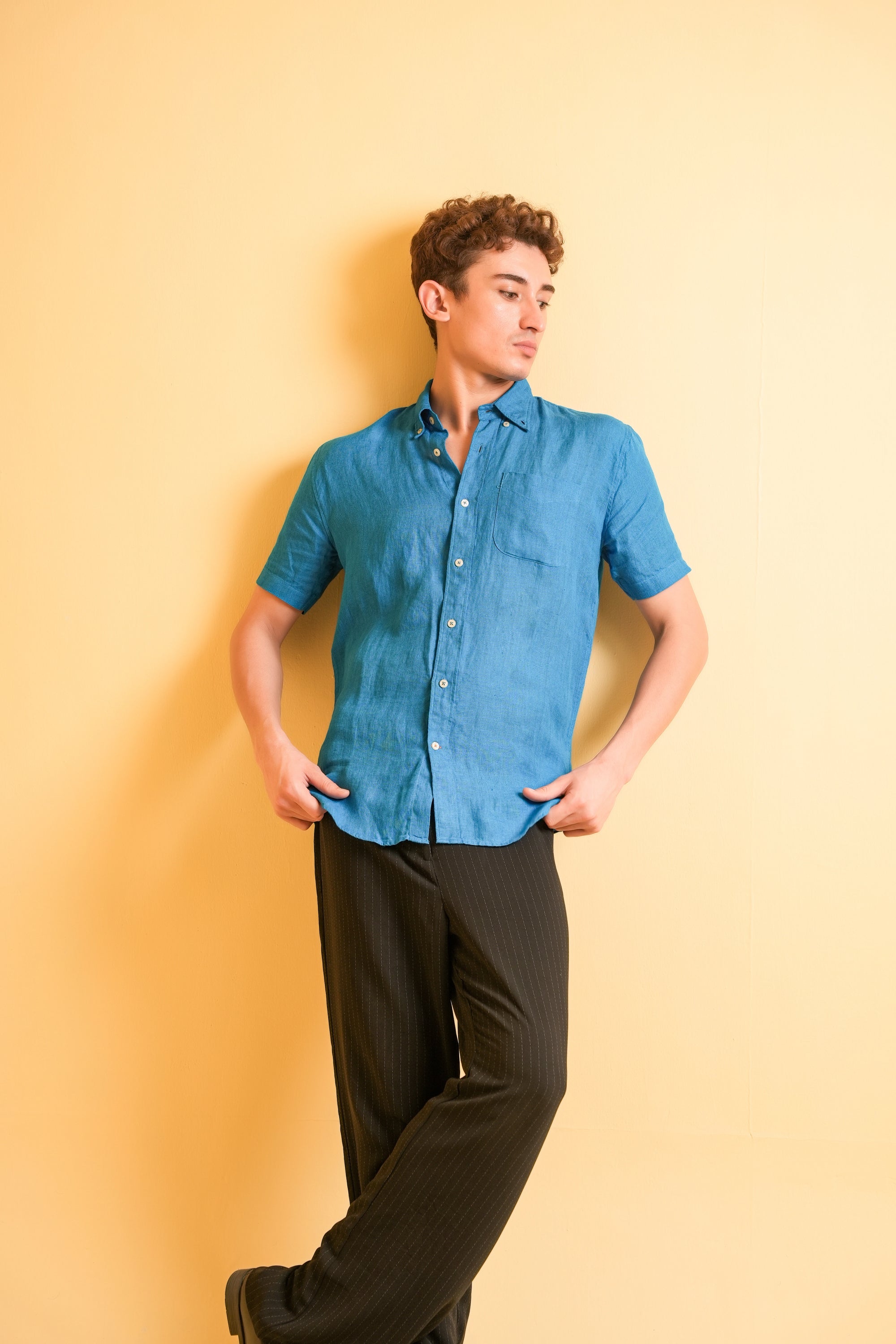 Azure Crest Linen Shirt