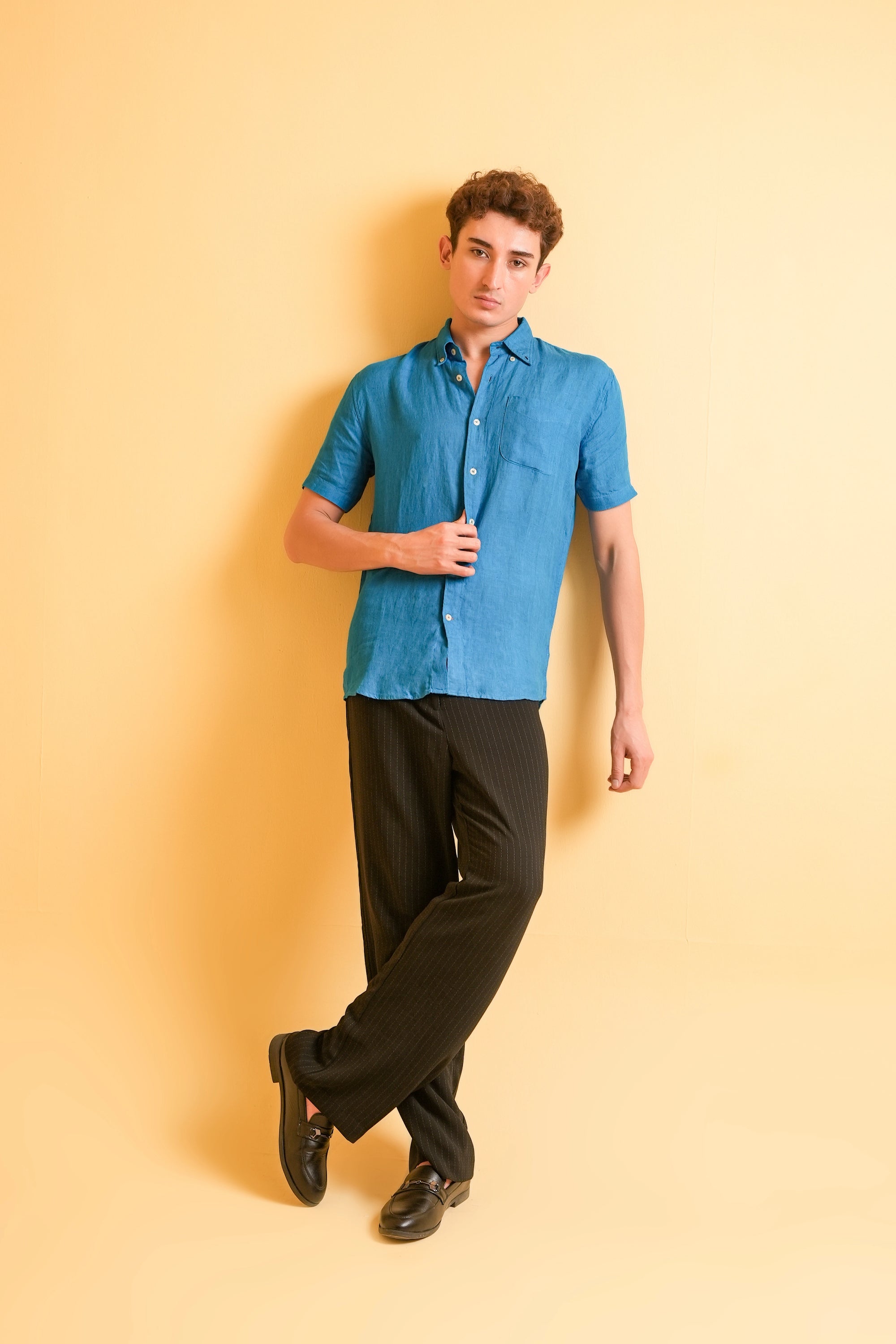 Azure Crest Linen Shirt