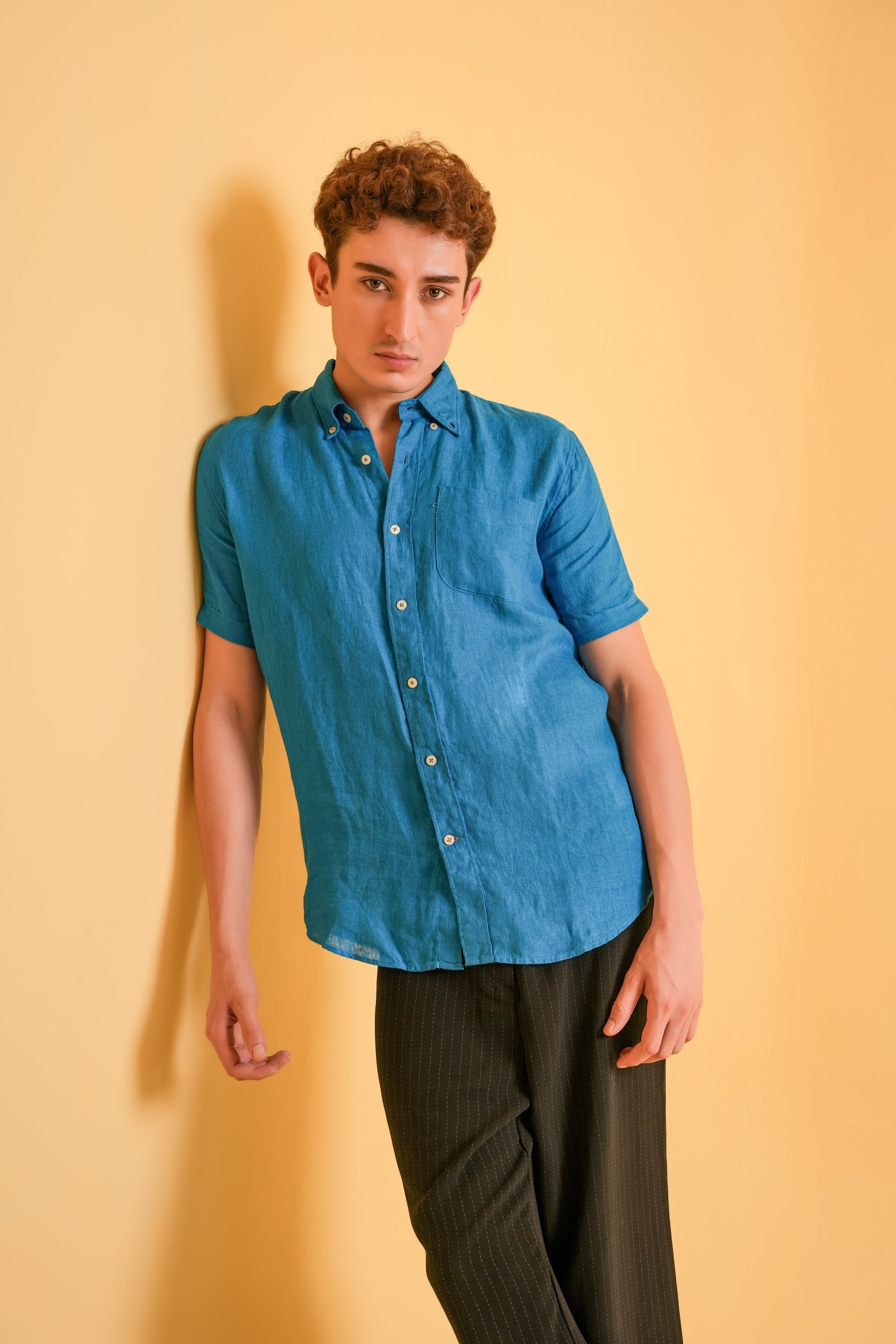 Azure Crest Linen Shirt
