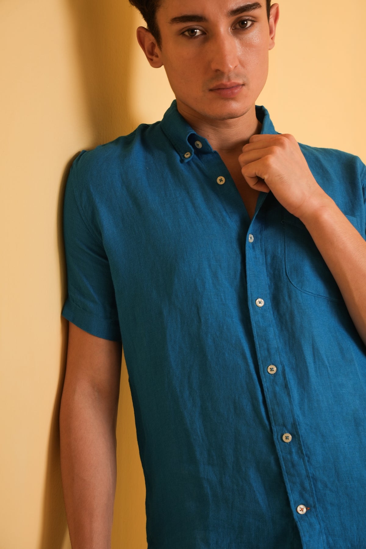 Ocean Verge Muscle Fit Linen Shirt