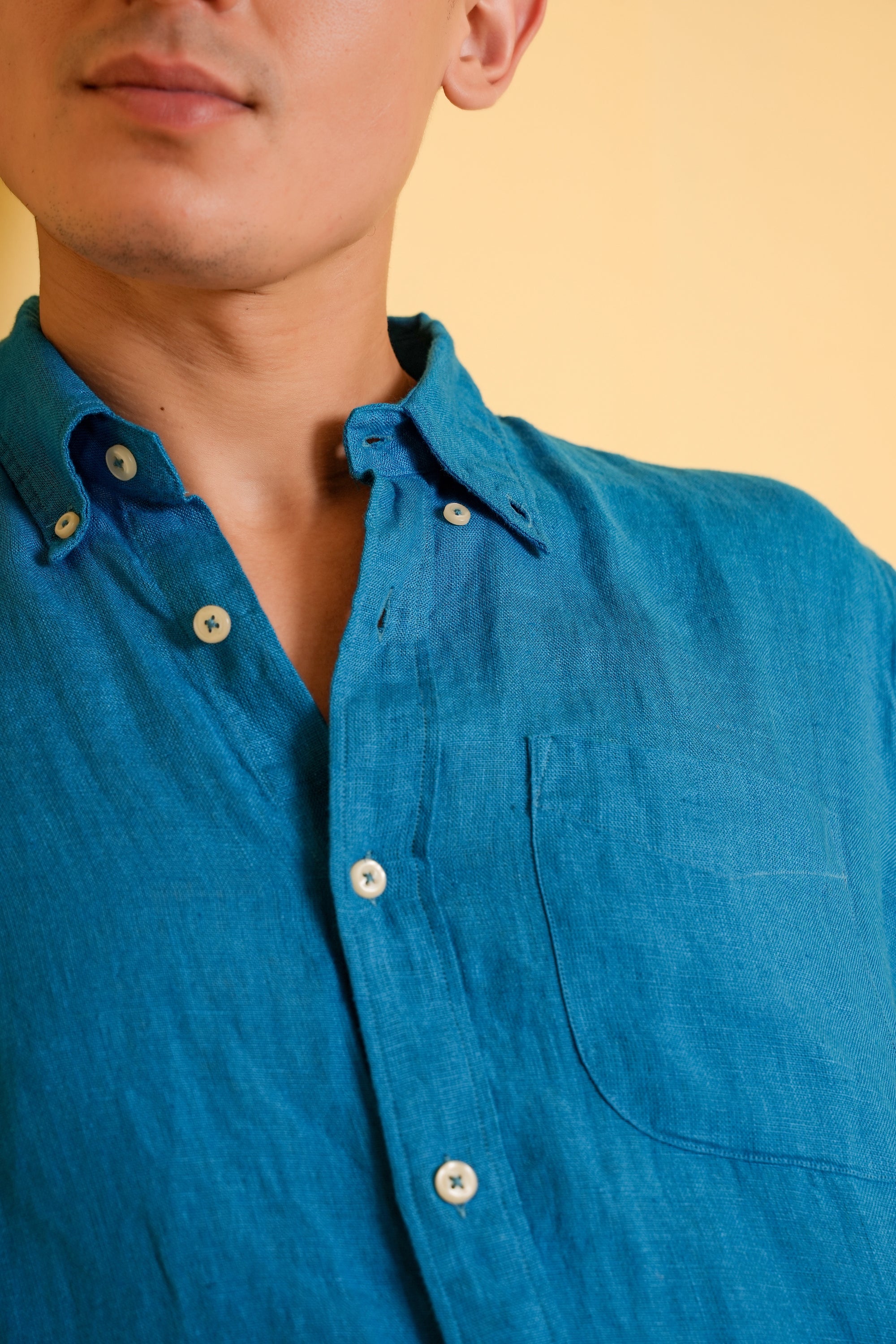 Azure Crest Linen Shirt