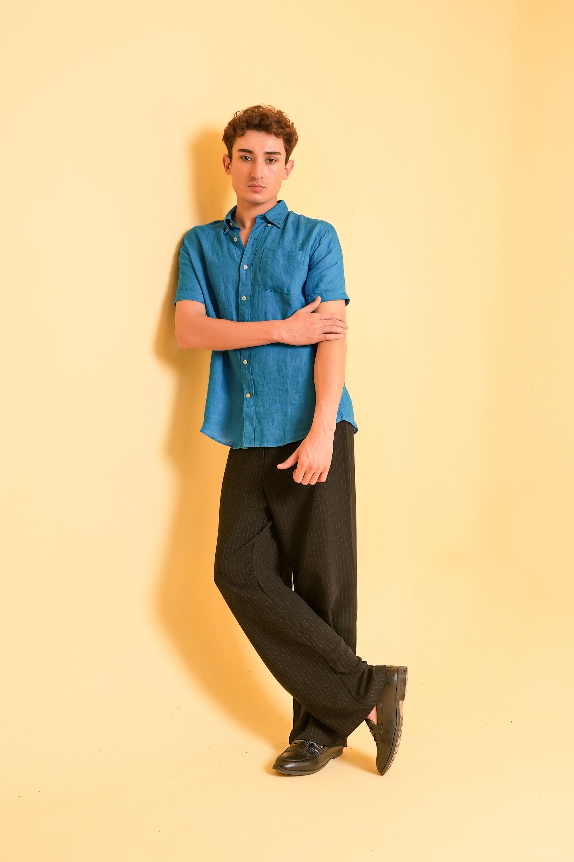 Azure Crest Linen Shirt