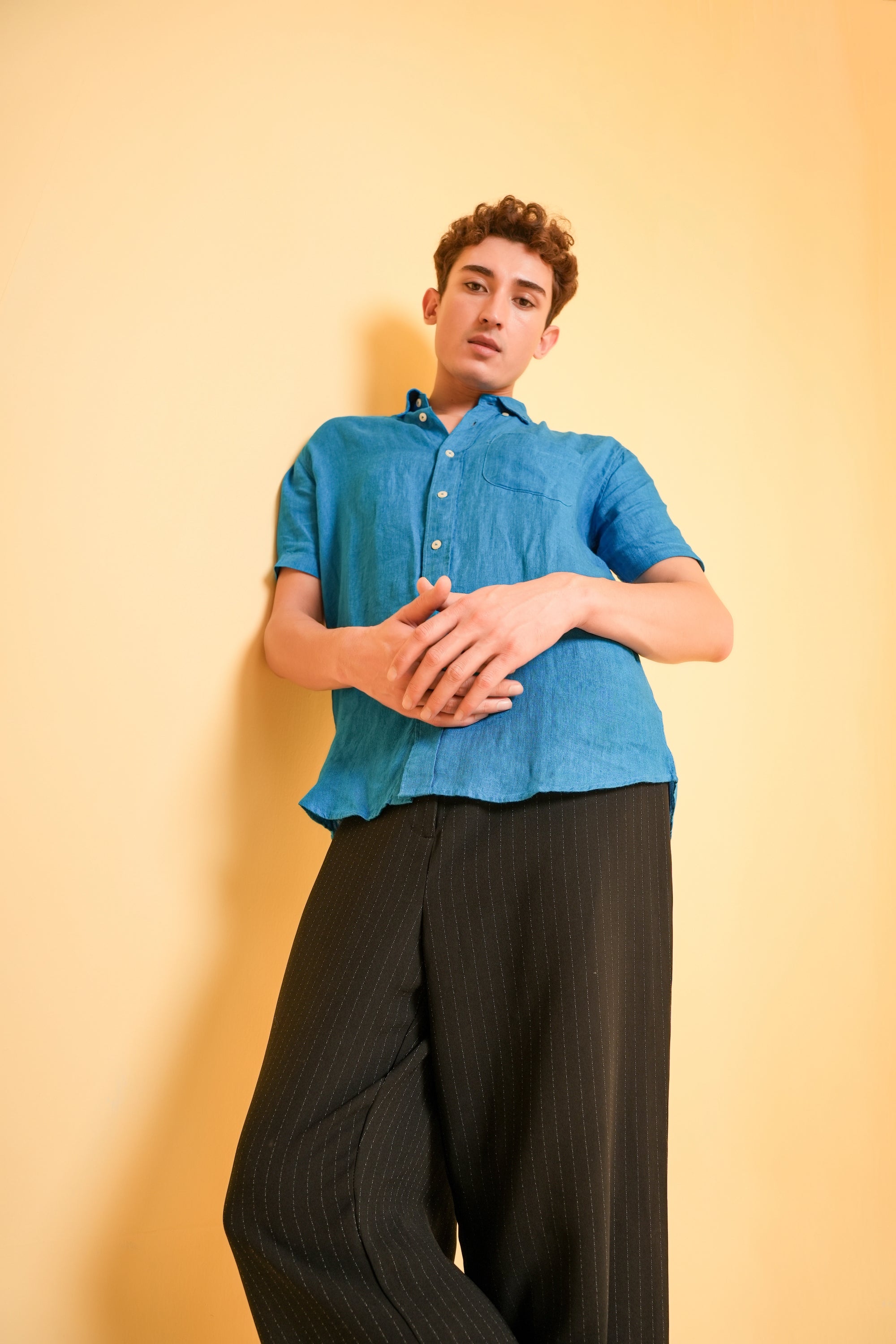 Azure Crest Linen Shirt