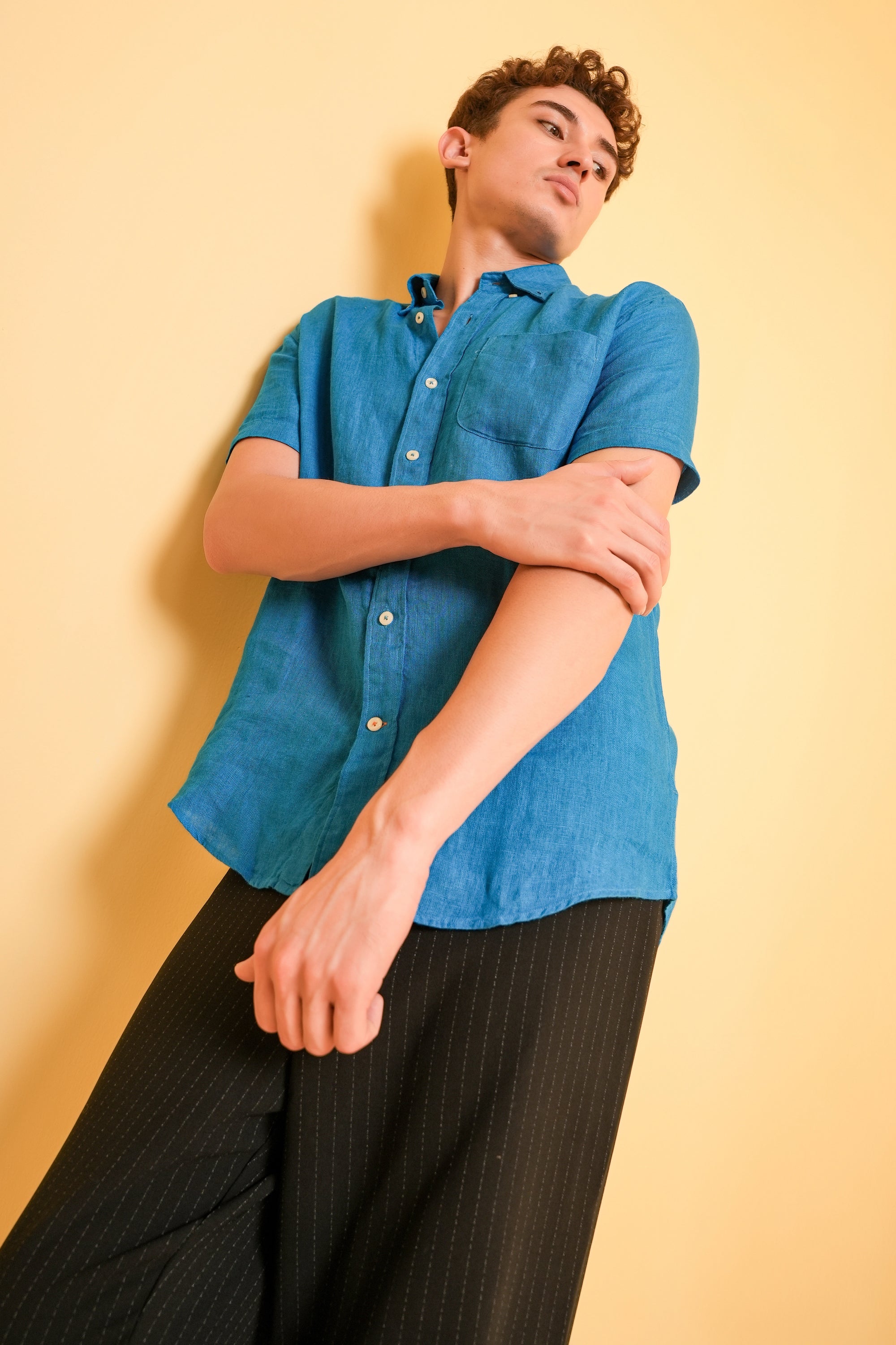 Azure Crest Linen Shirt