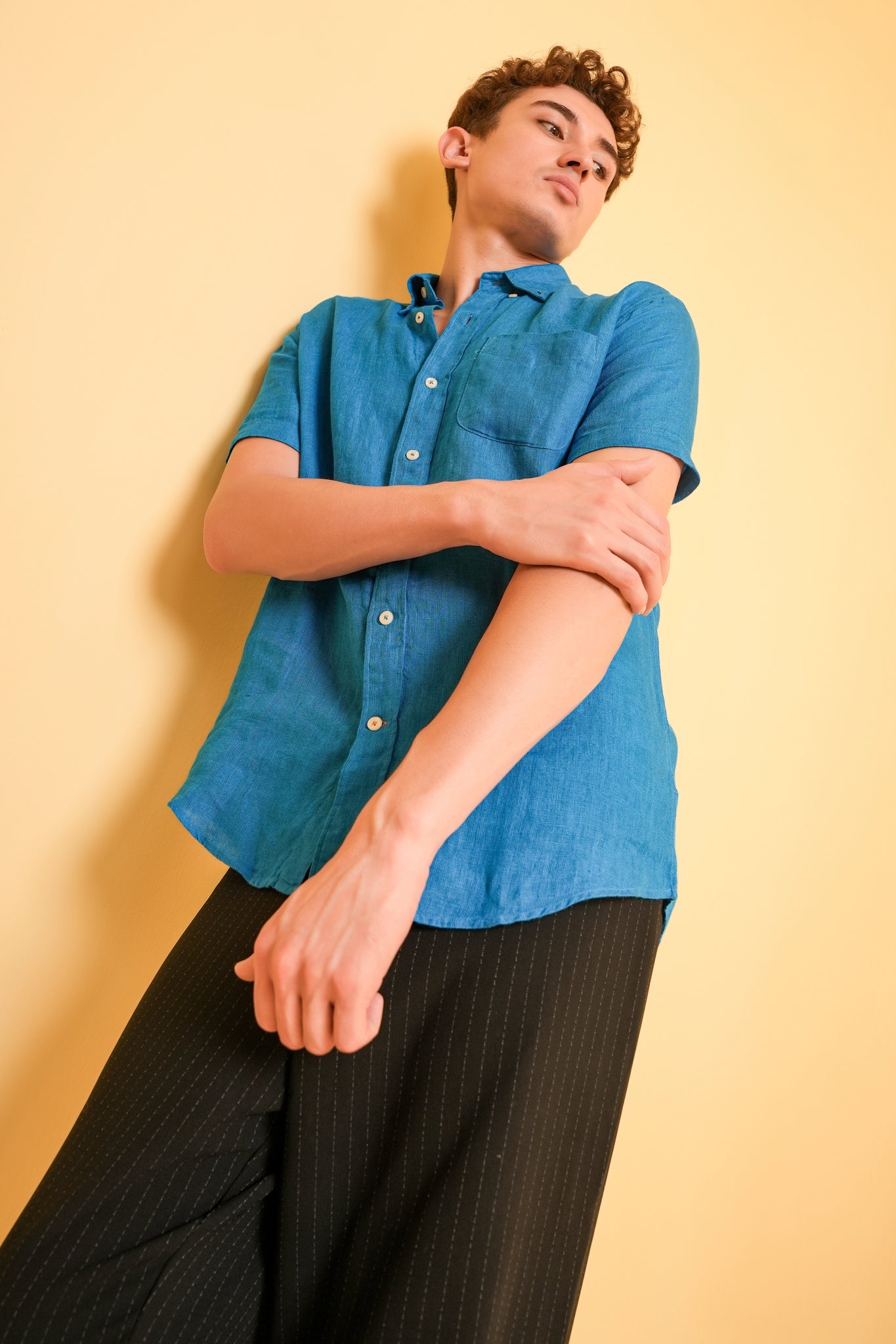 Azure Crest Linen Shirt