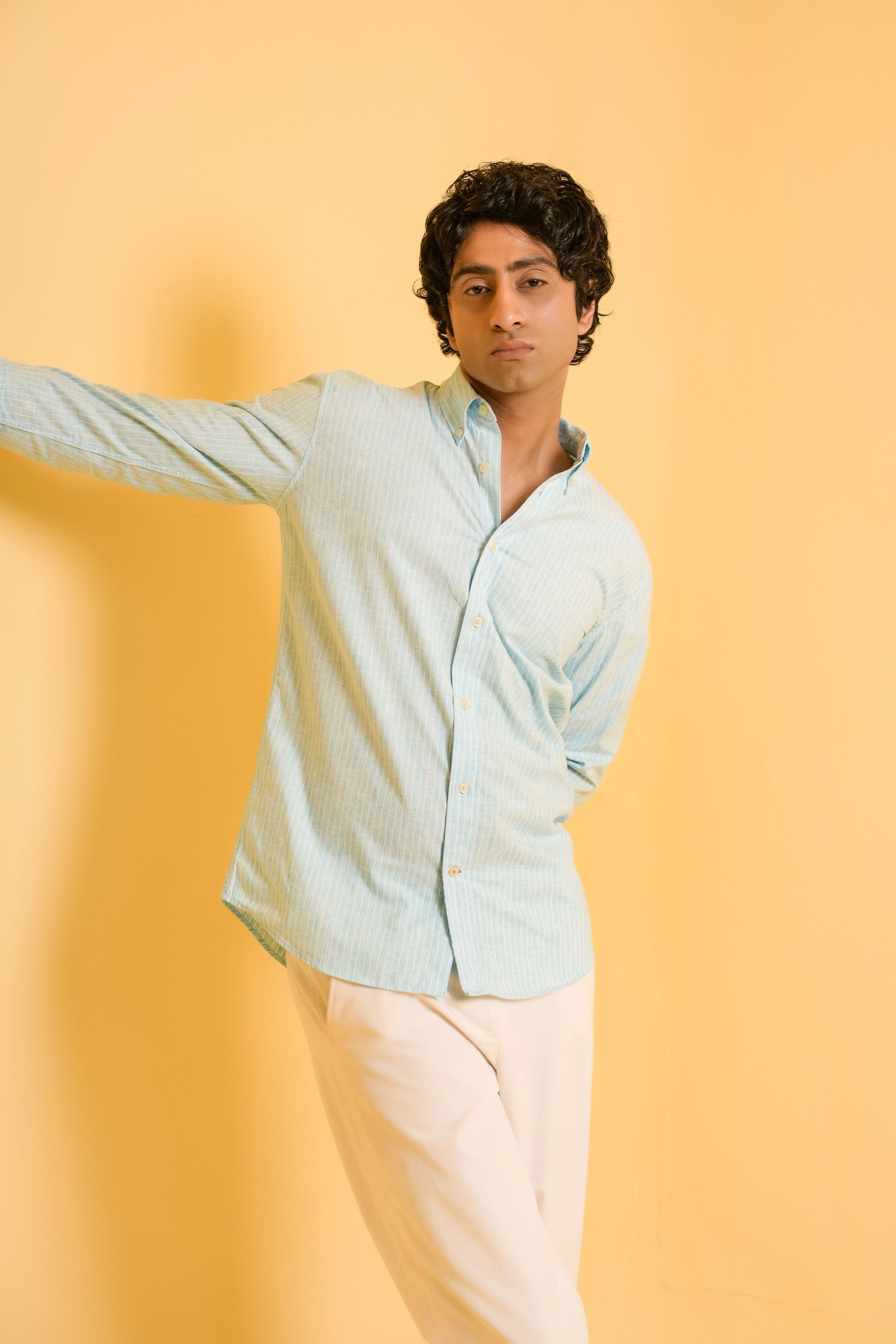 Celeste Stripe Linen Blended Shirt