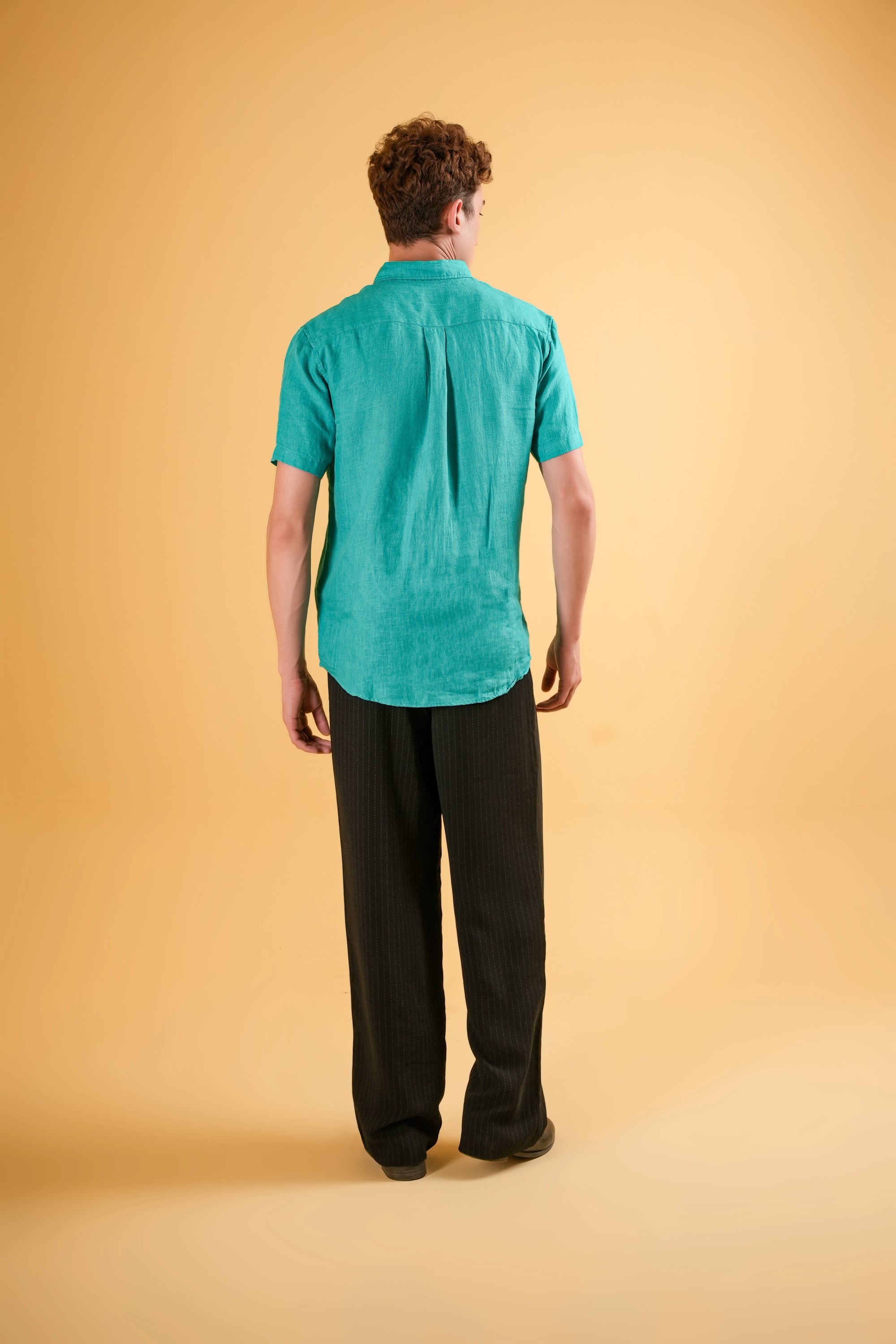 Aqua Verde Muscle Fit Linen Shirt