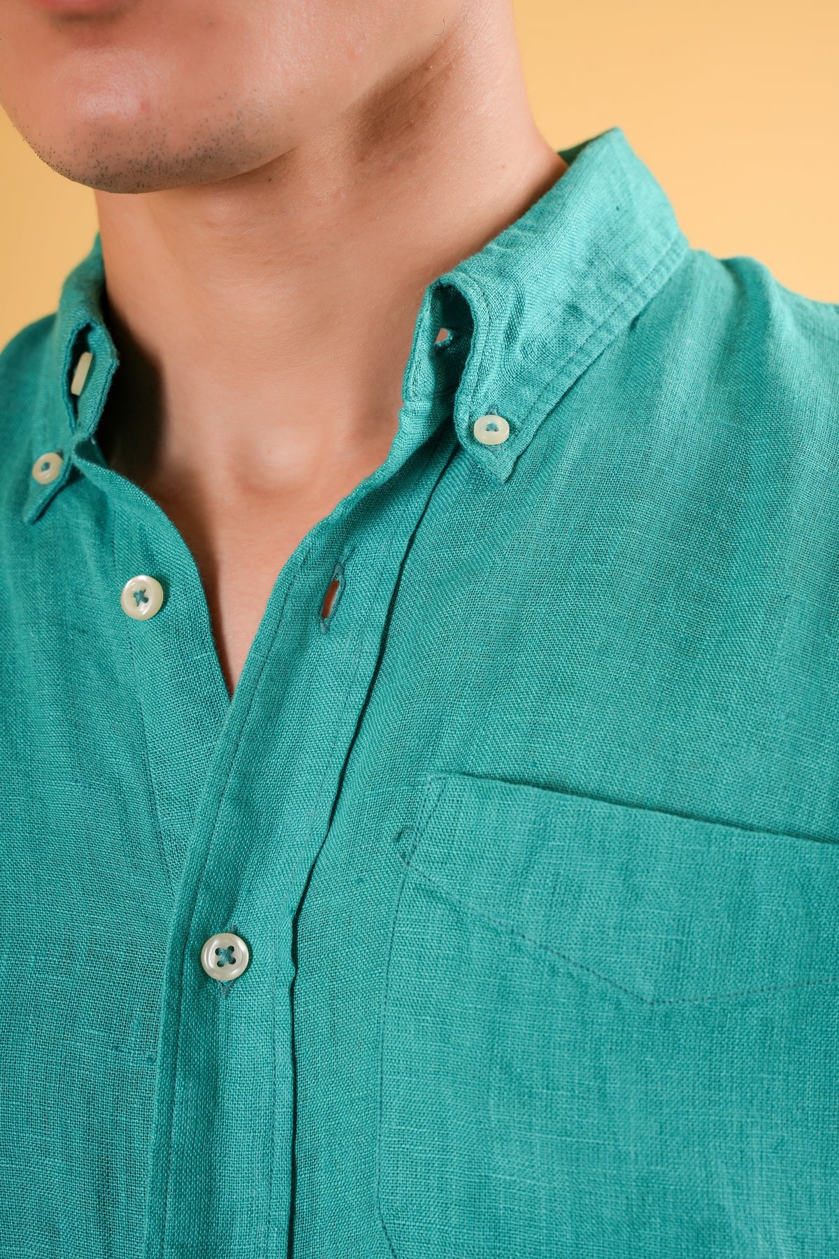 Aqua Verde Muscle Fit Linen Shirt