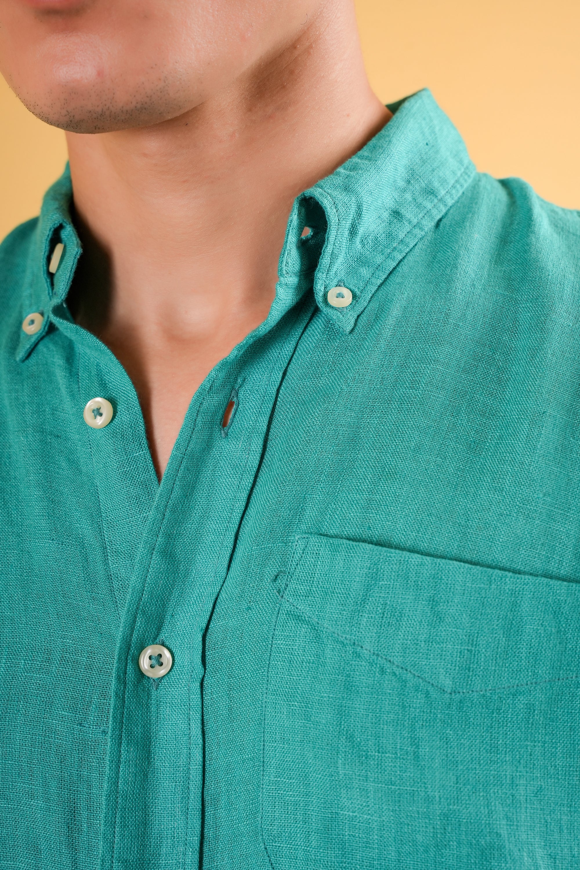 Aqua Verde Muscle Fit Linen Shirt