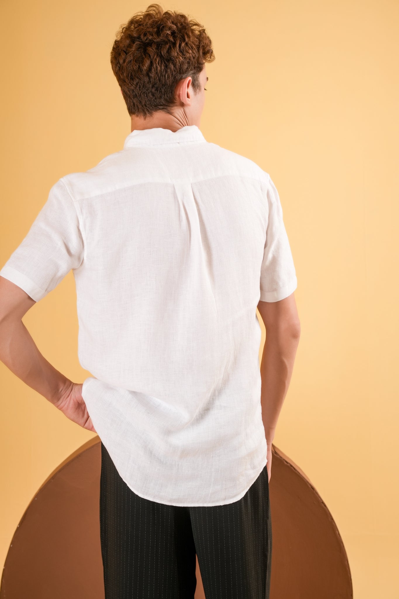 Ivory Cloud Muscle Fit Linen Shirt