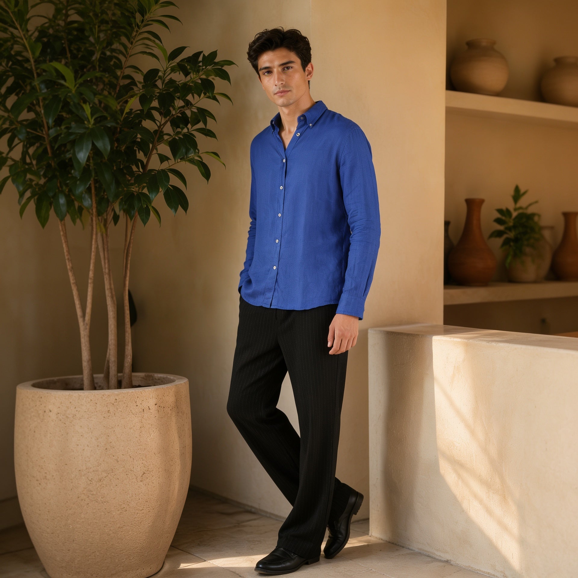 Mediterranean Azure Linen Shirt