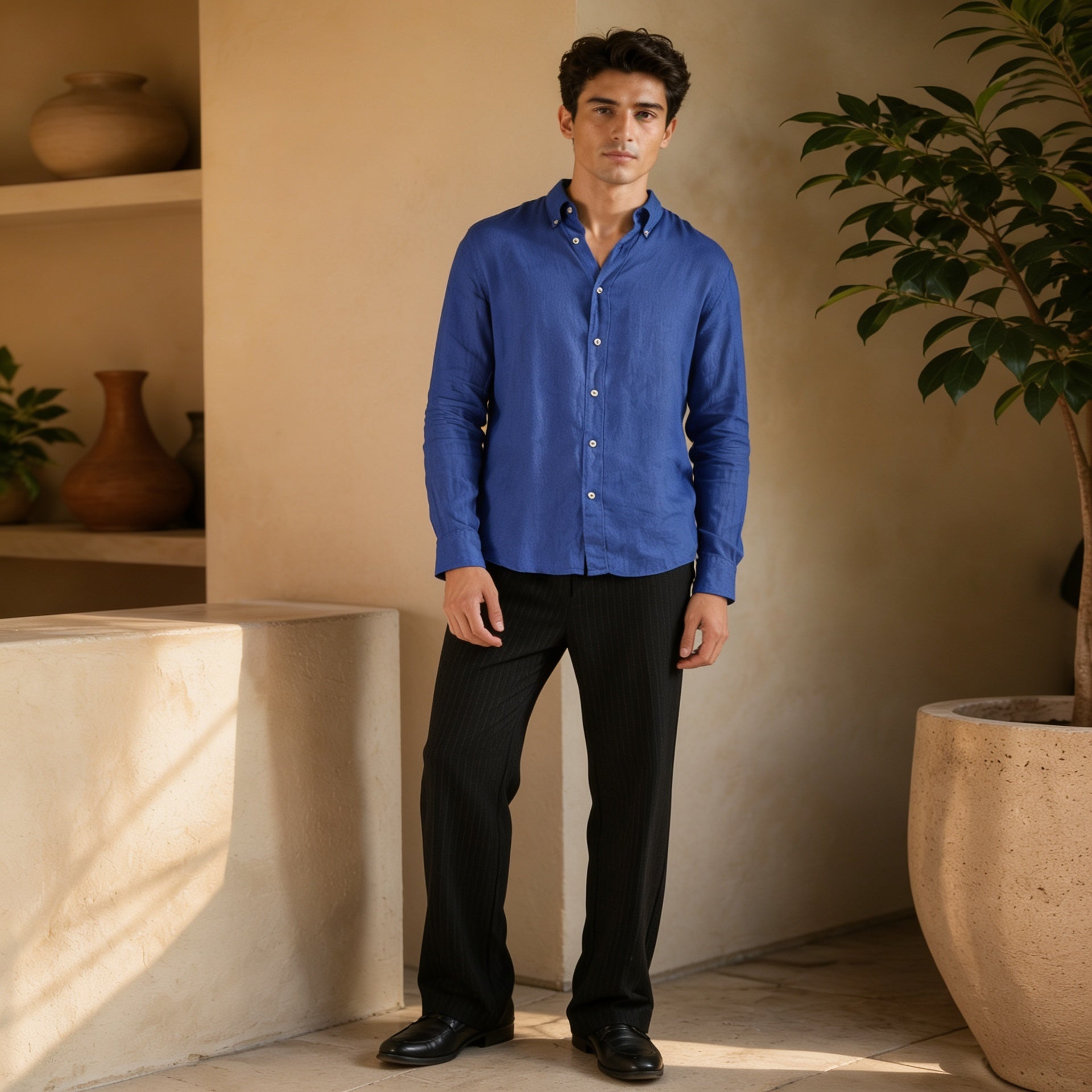 Mediterranean Azure Linen Shirt