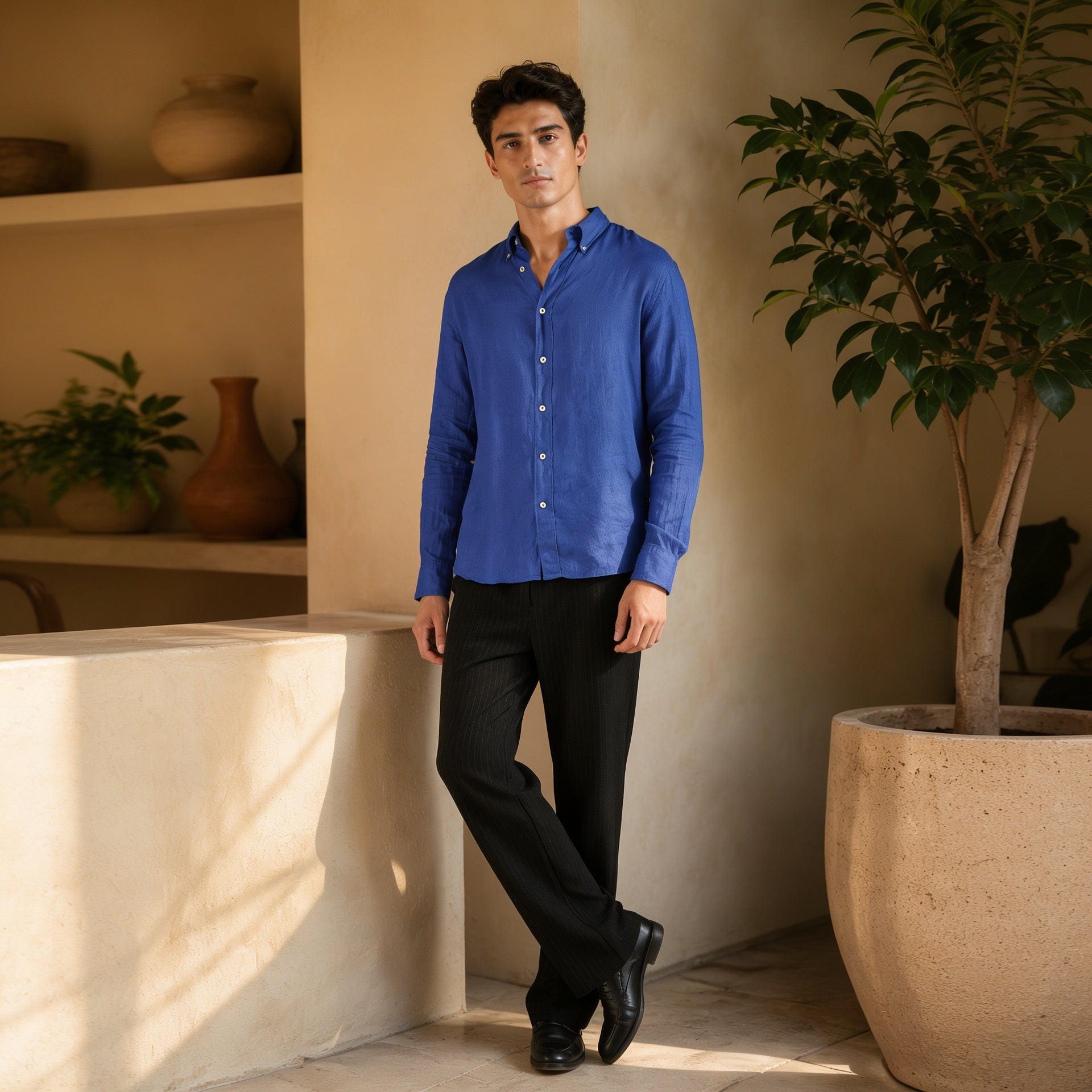 Mediterranean Azure Linen Shirt