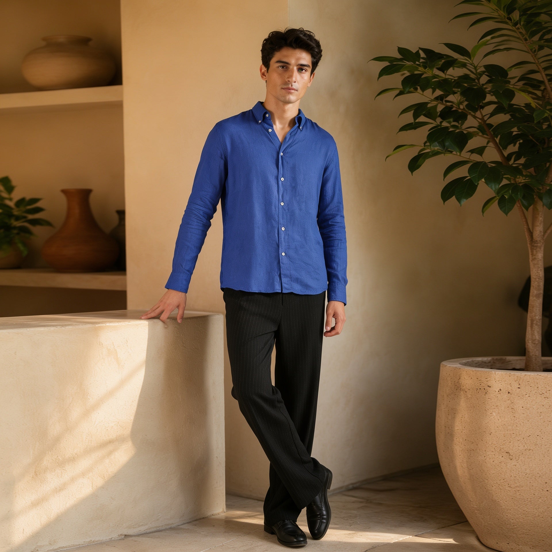 Mediterranean Azure Linen Shirt