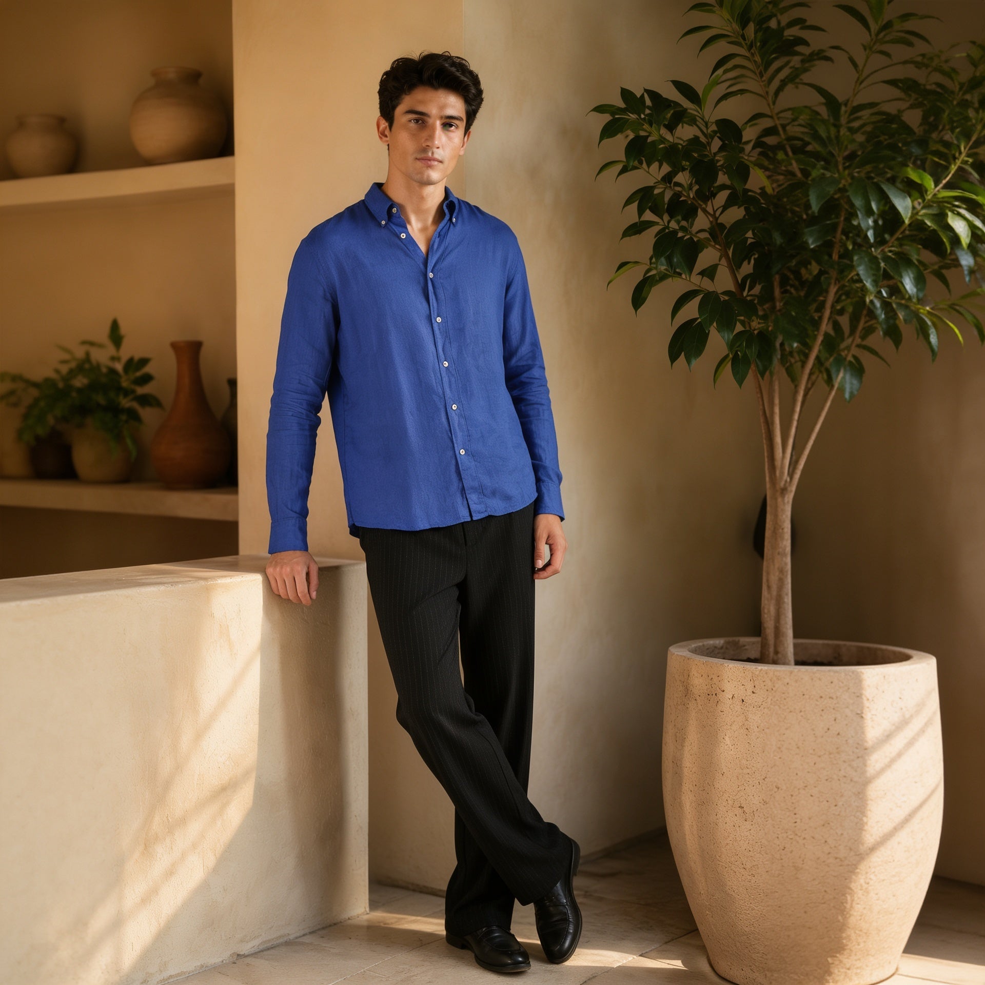 Mediterranean Azure Linen Shirt