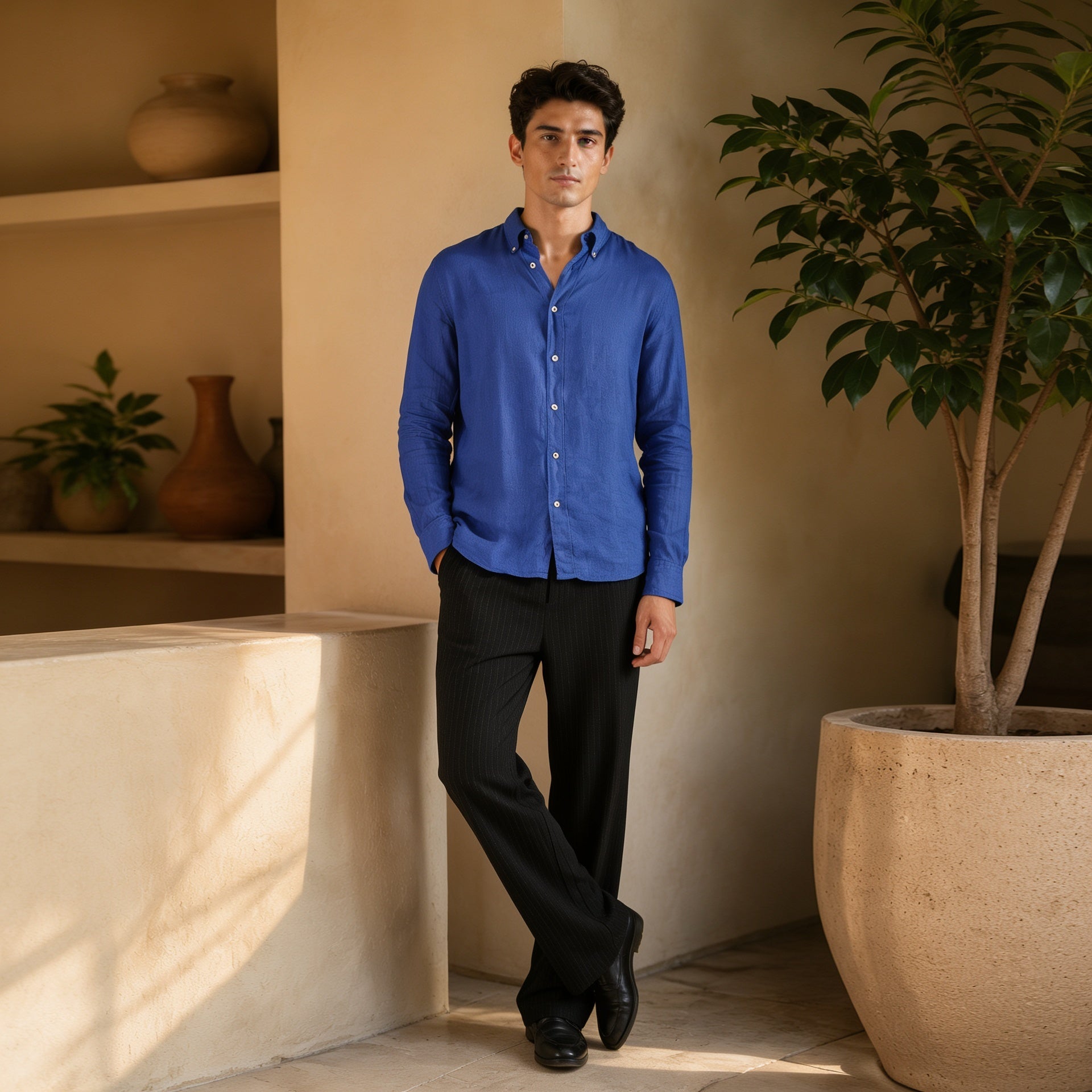 Mediterranean Azure Linen Shirt