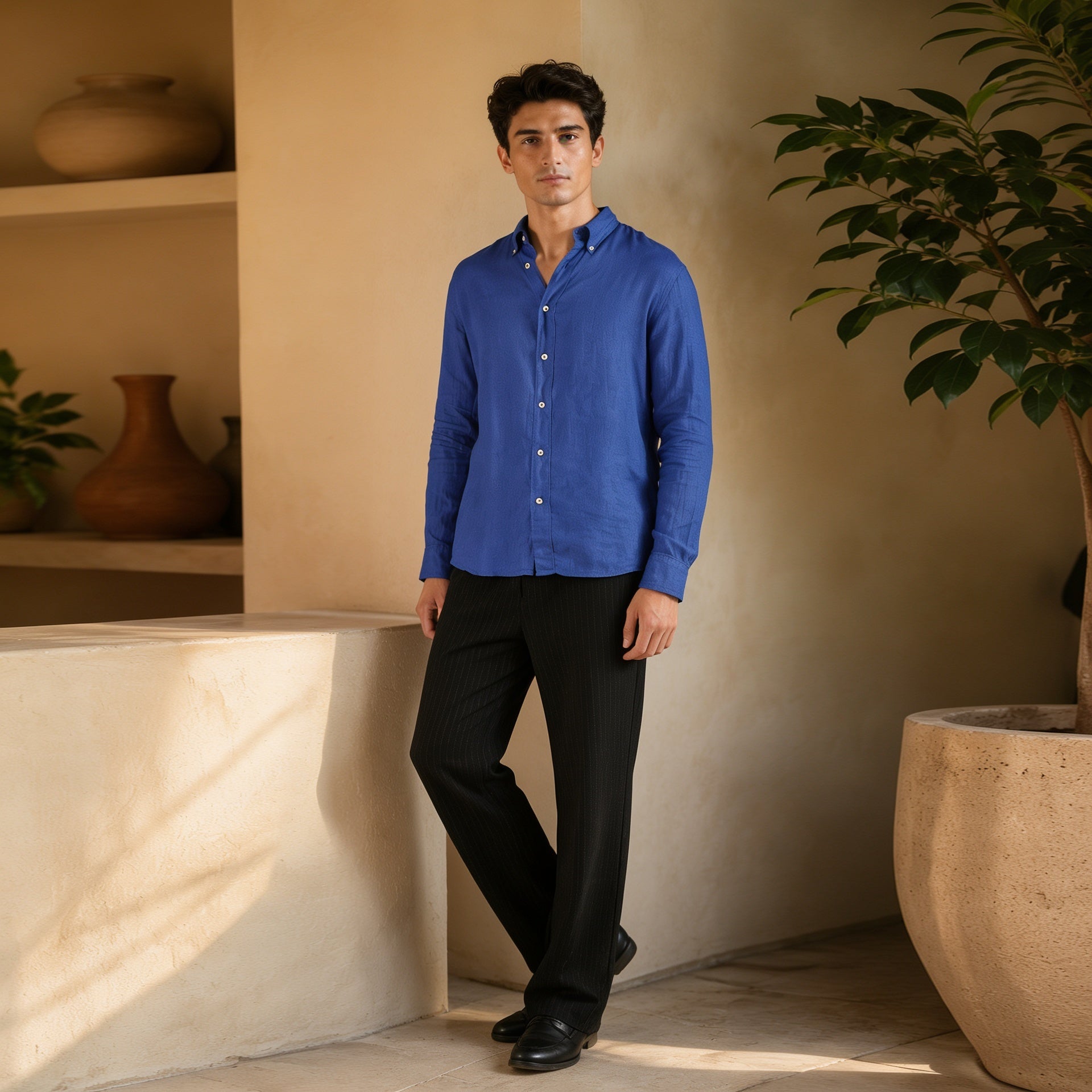 Mediterranean Azure Linen Shirt