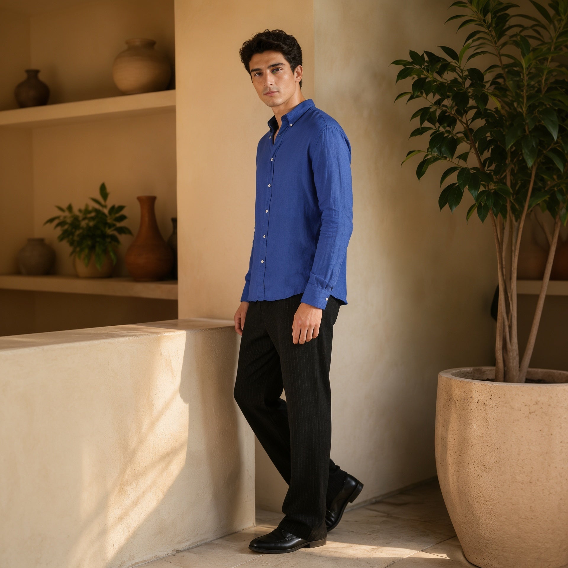 Mediterranean Azure Linen Shirt