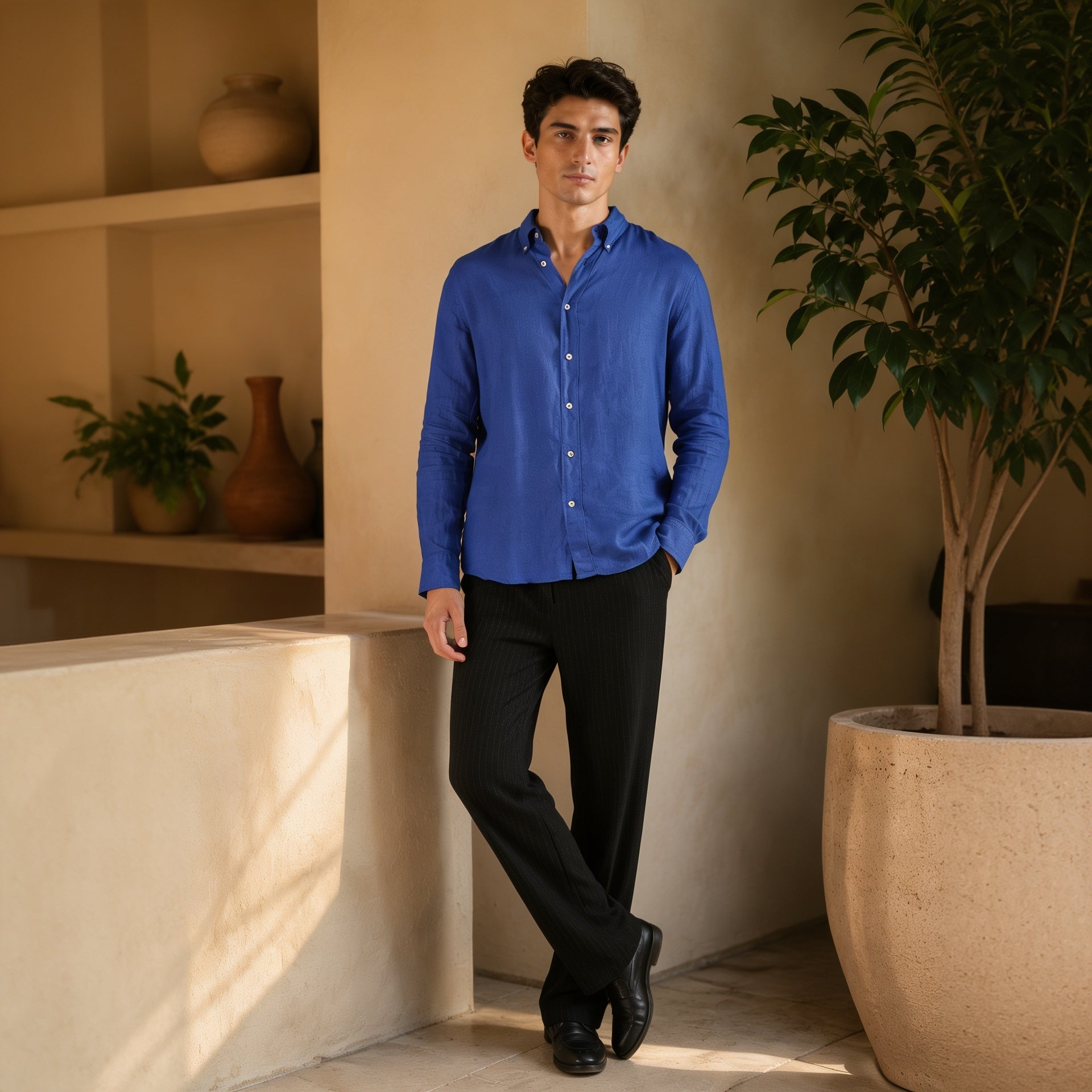 Mediterranean Azure Linen Shirt
