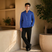 Mediterranean Azure Linen Shirt